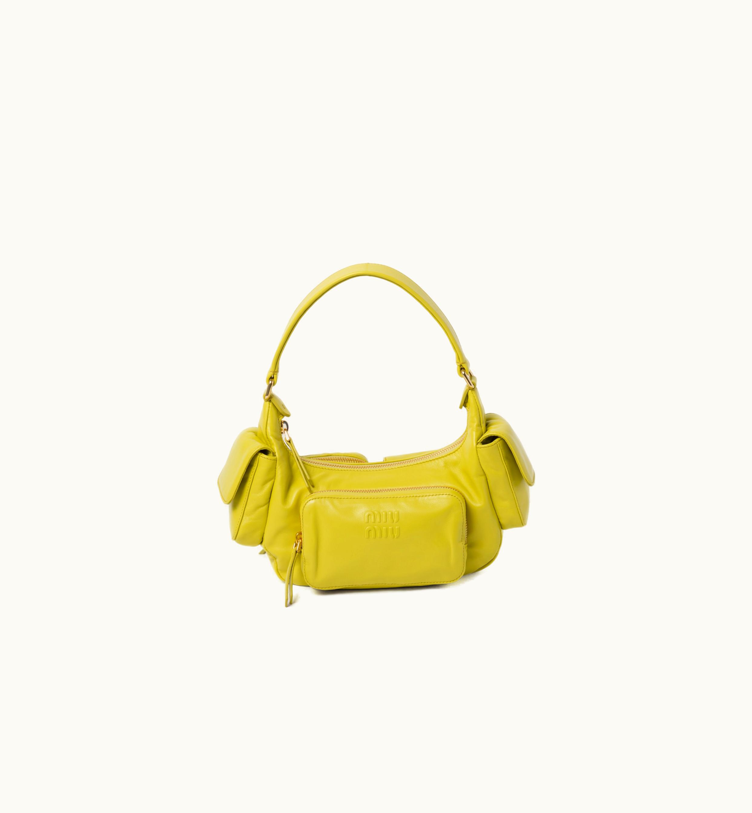 Miu Miu Miu Miu Nappa Leather Pocket Bag Citron Yellow