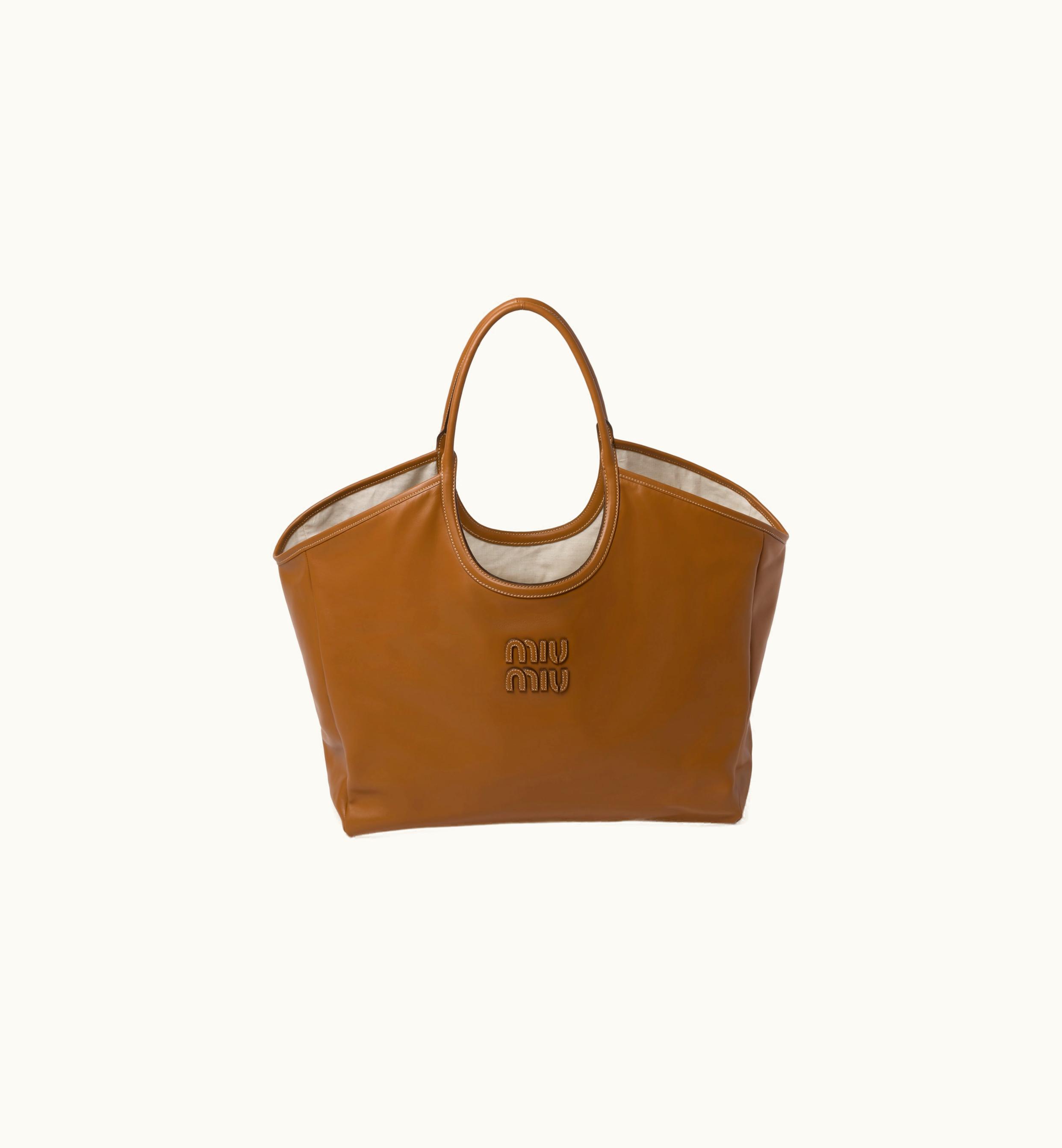 Miu Miu Miu Miu Ivy Leather Tote Bag Caramel