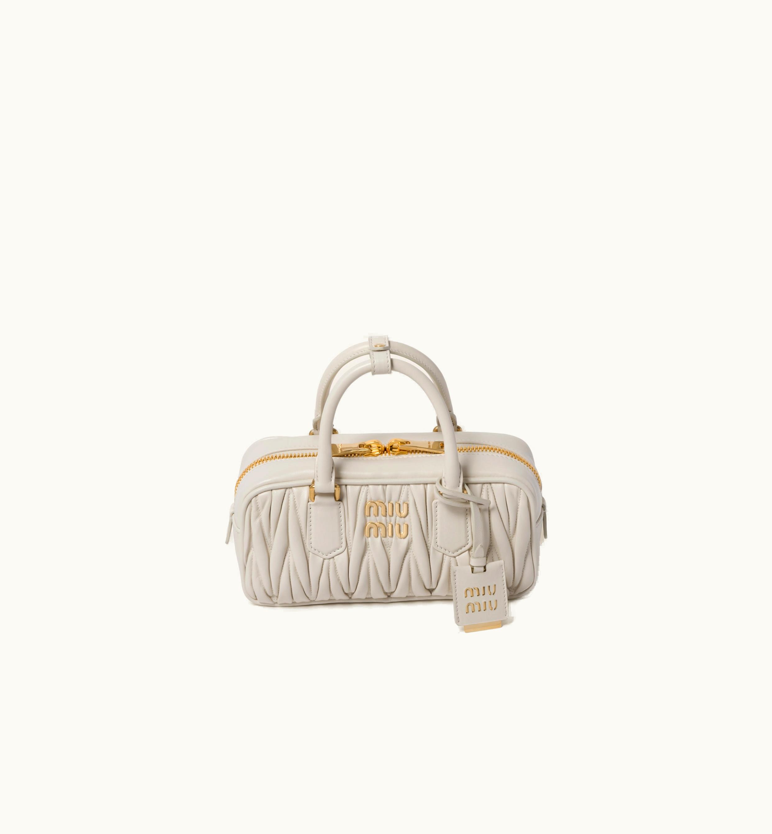 Miu Miu Miu Miu Arcadie Matelassé Nappa Leather Top-Handle Bag White
