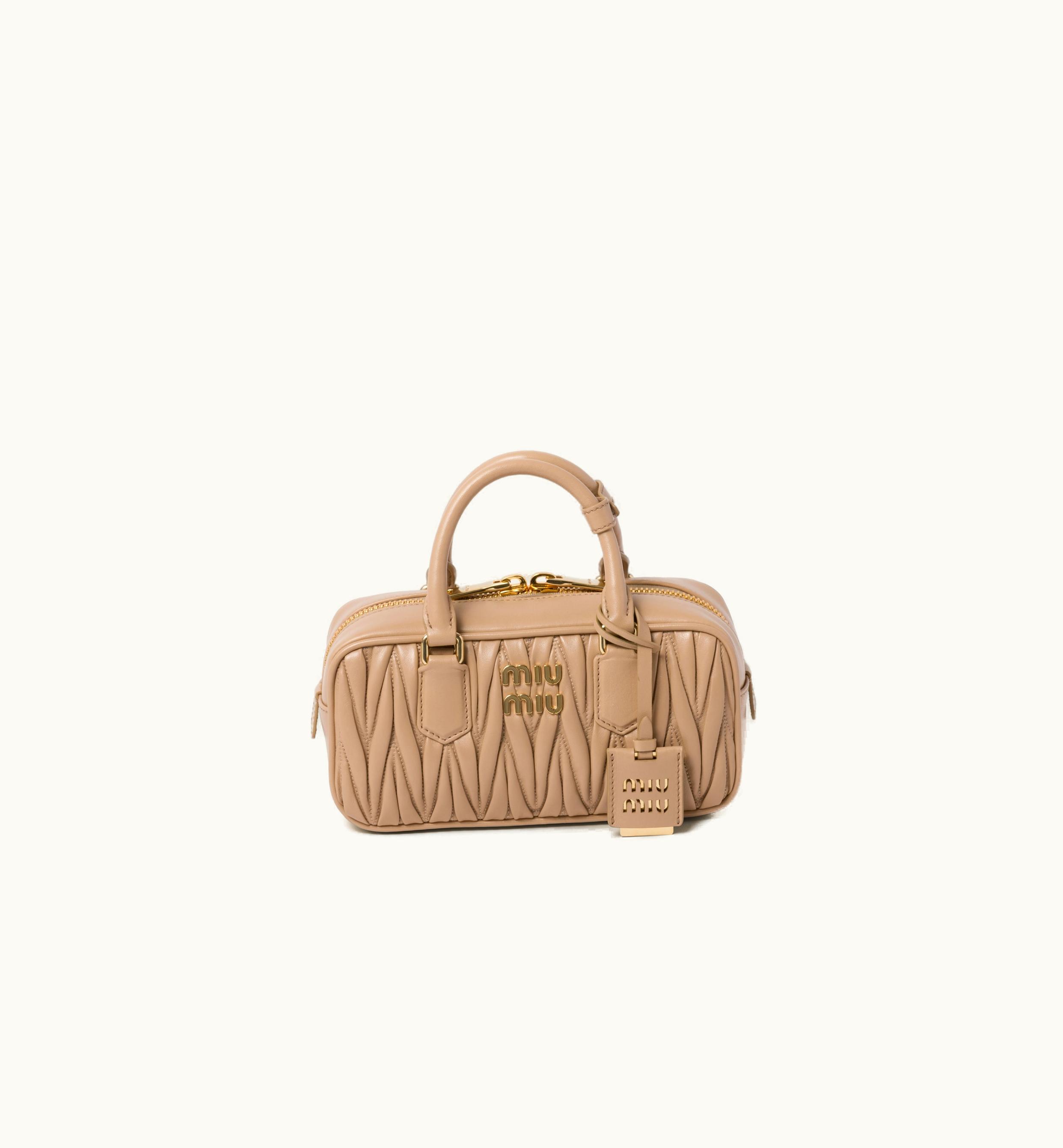 Miu Miu Miu Miu Arcadie Matelassé Nappa Leather Bag Sand Beige Luxury Top-Handle Model