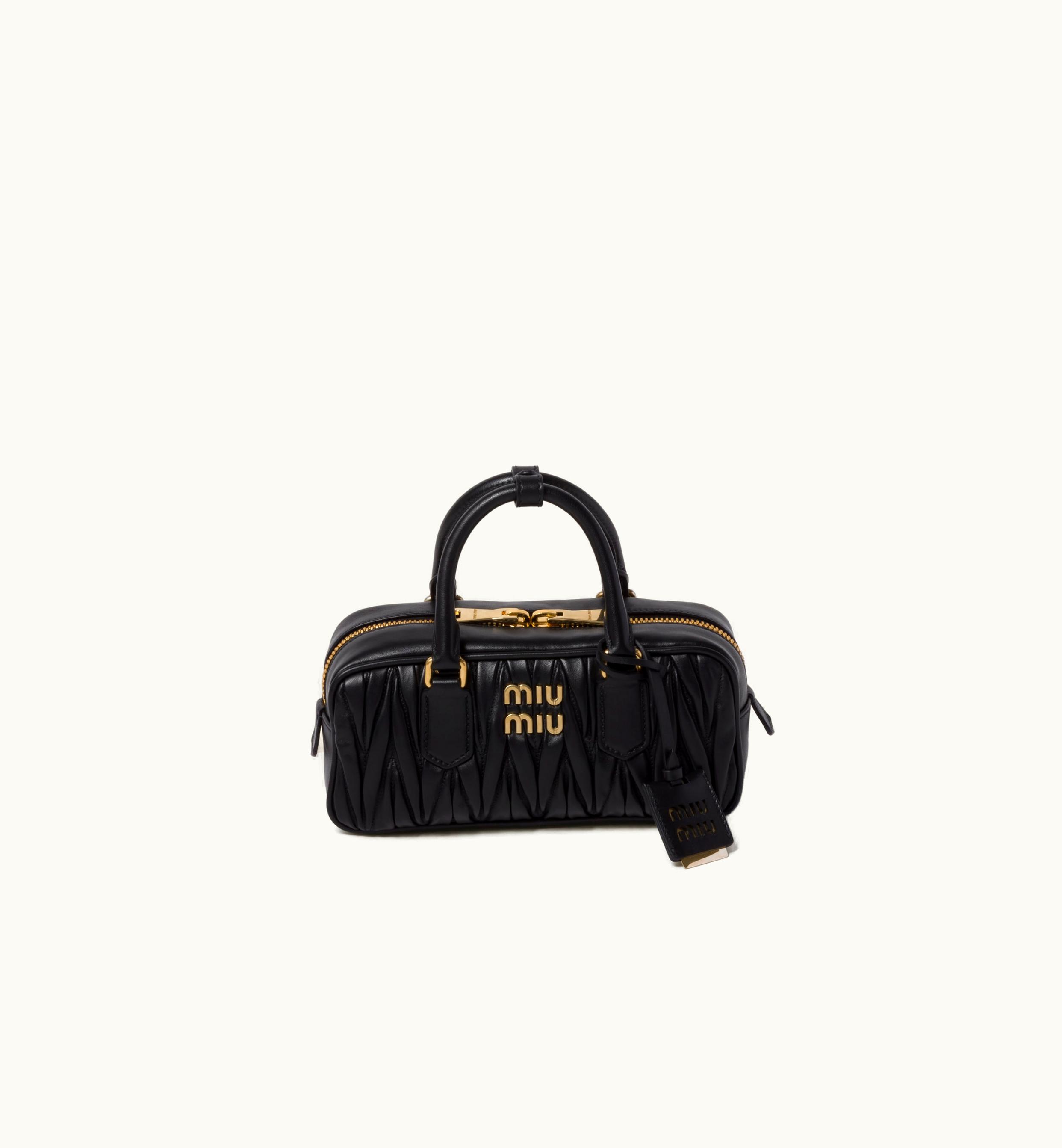 Miu Miu Miu Miu Arcadie Matelassé Leather Top-Handle Bag Black