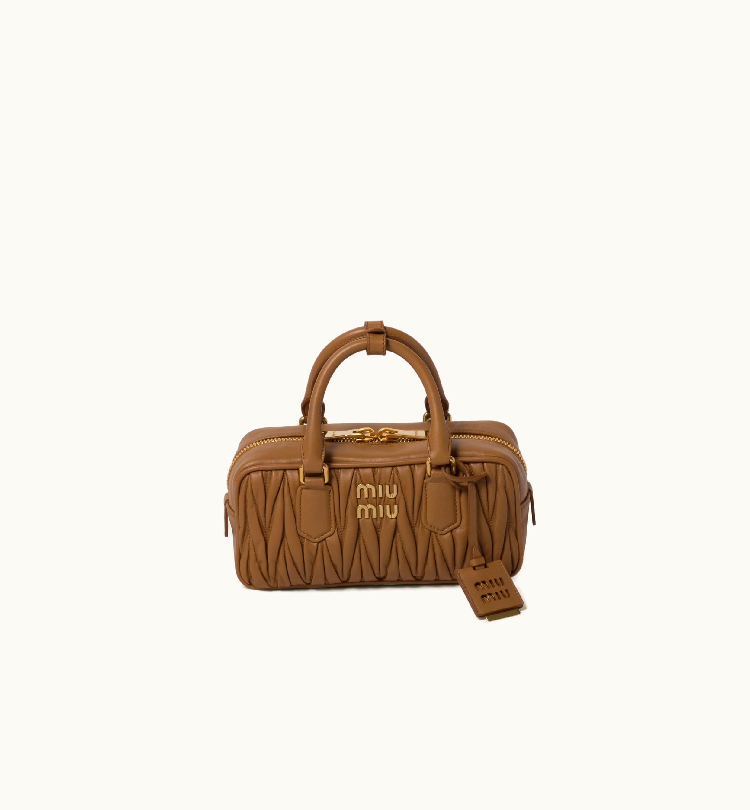 Miu Miu Miu Miu Arcadie Matelassé Nappa Leather Bag Caramel Top-Handle Gold