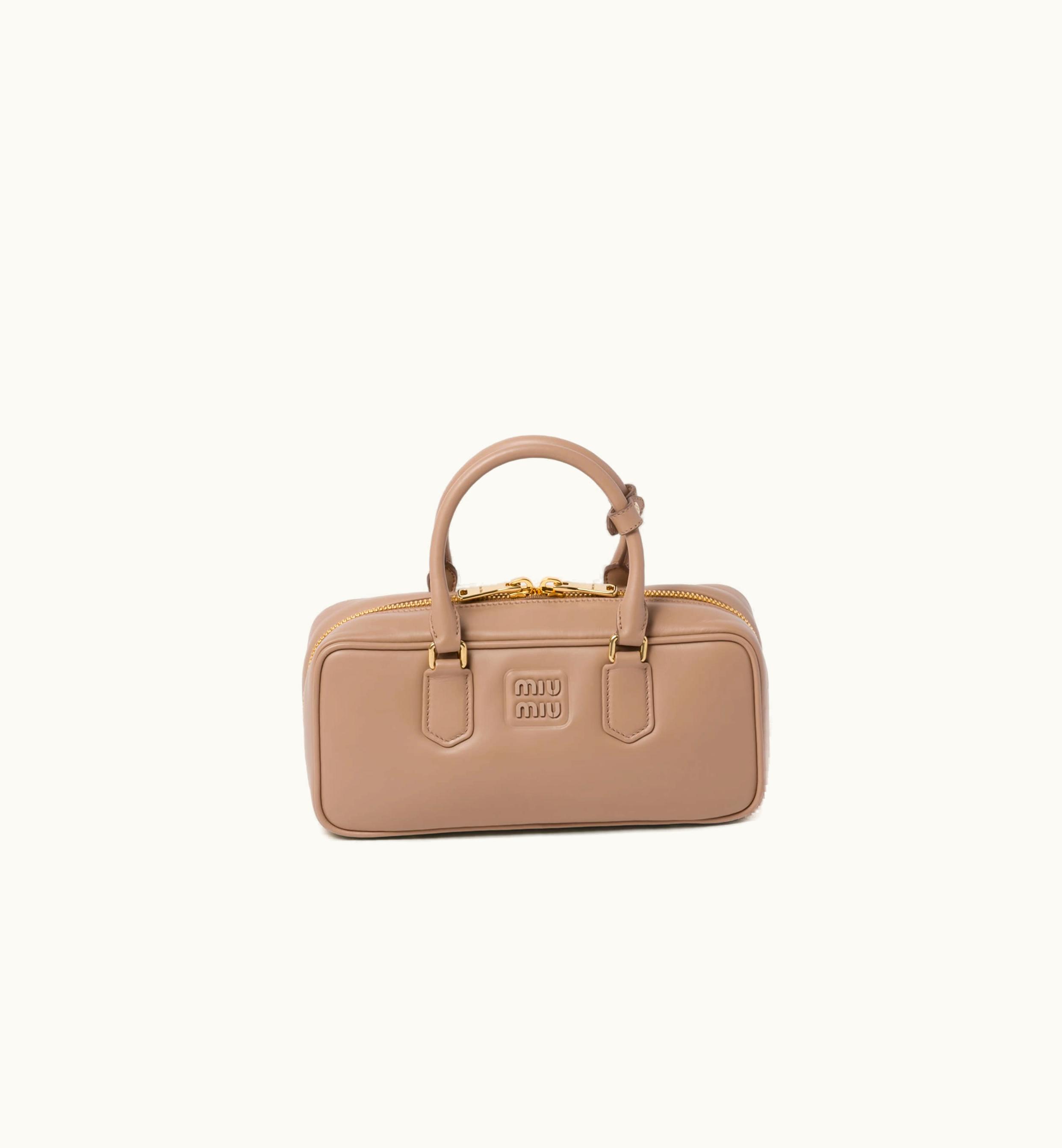Miu Miu Miu Miu Arcadie Leather Bag Cameo Top-Handle Gold