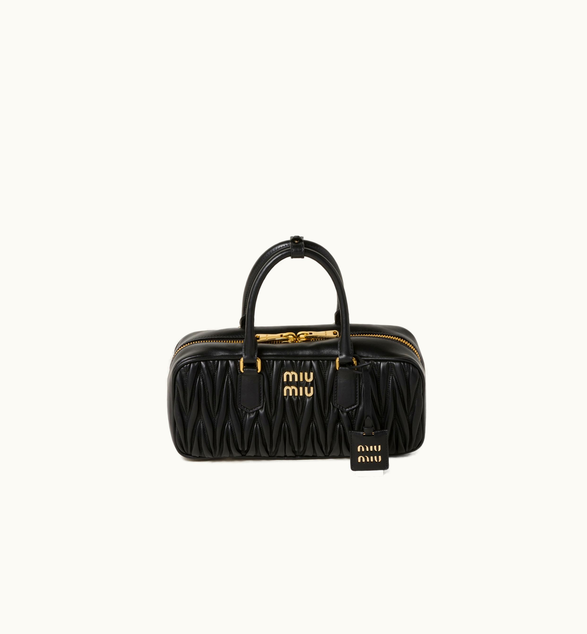 Miu Miu Miu Miu Arcadie Matelassé Nappa Leather Top-Handle Bag Black