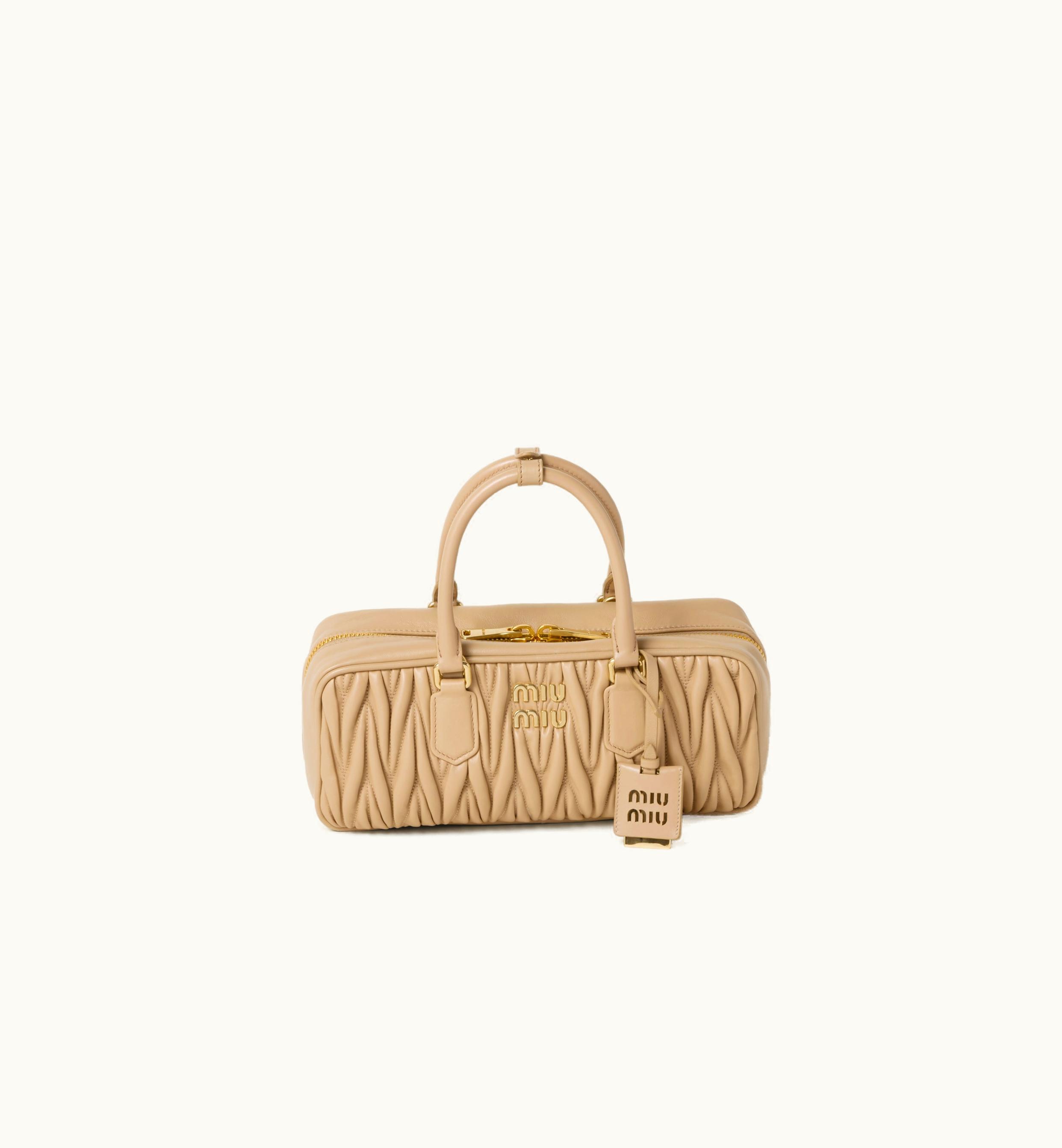 Miu Miu Miu Miu Arcadie Matelassé Nappa Leather Bag Sand Beige