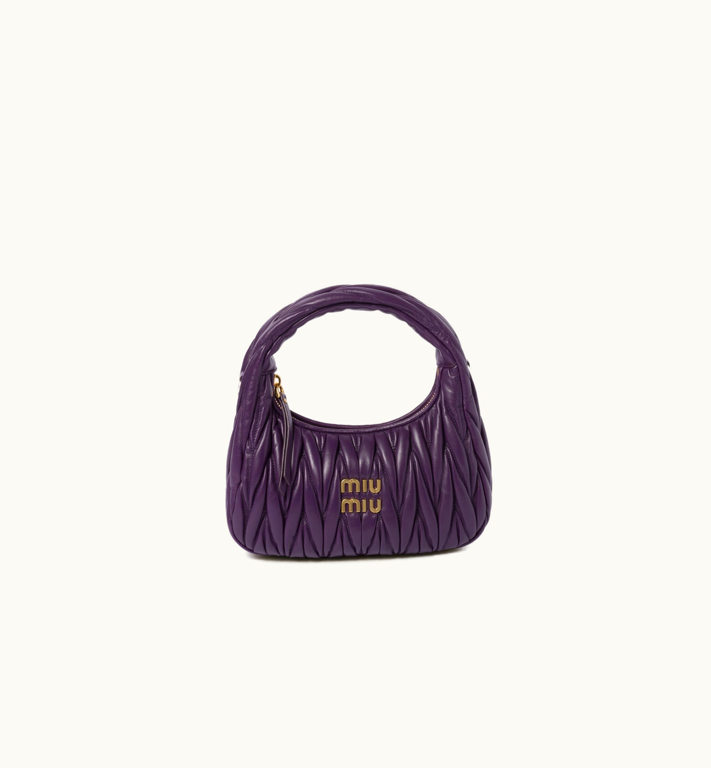 Miu Miu Miu Miu Wander Matelassé Nappa Leather Hobo Bag Violet