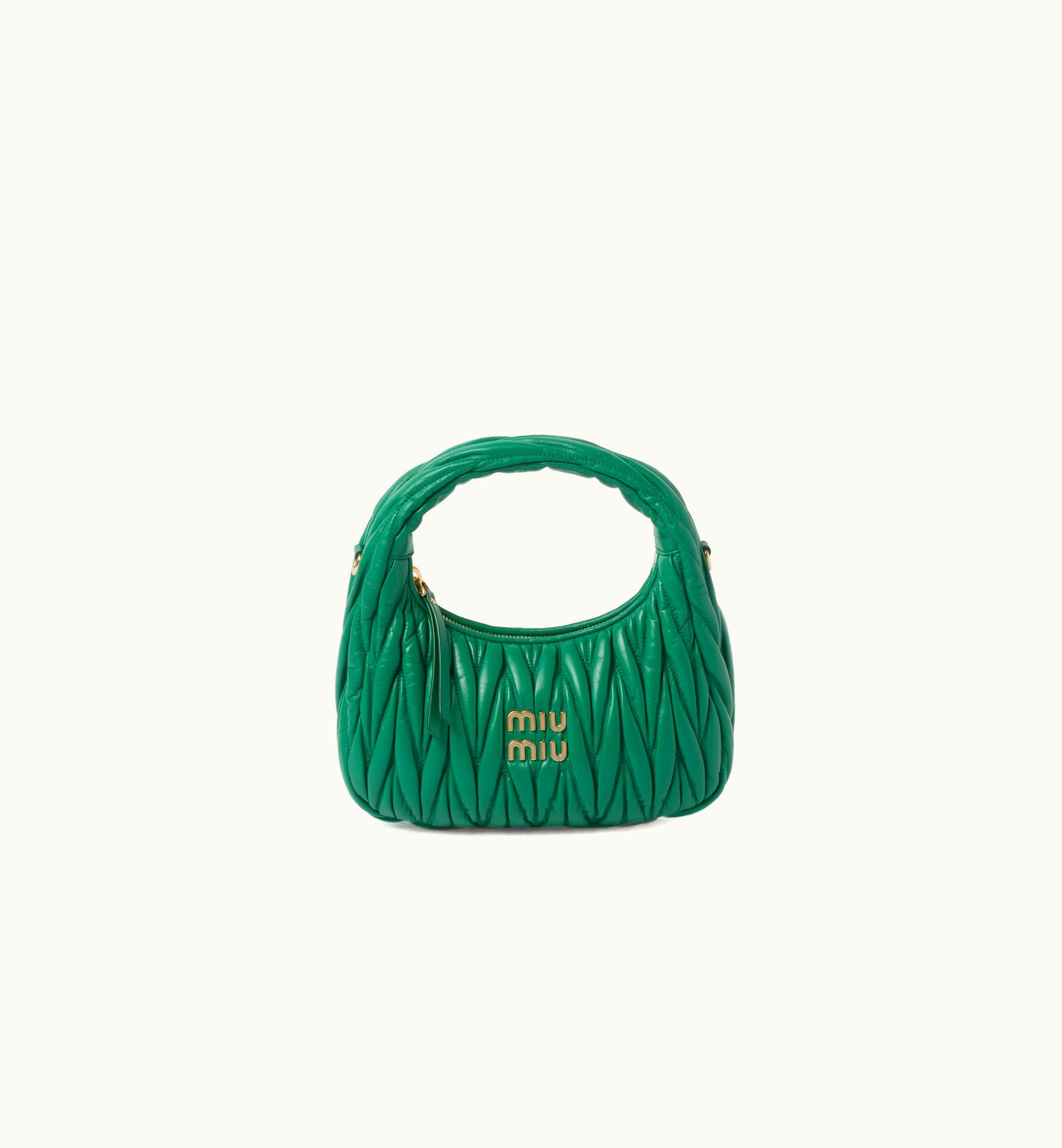 Miu Miu Miu Miu Wander Matelassé Nappa Leather Hobo Bag Mango