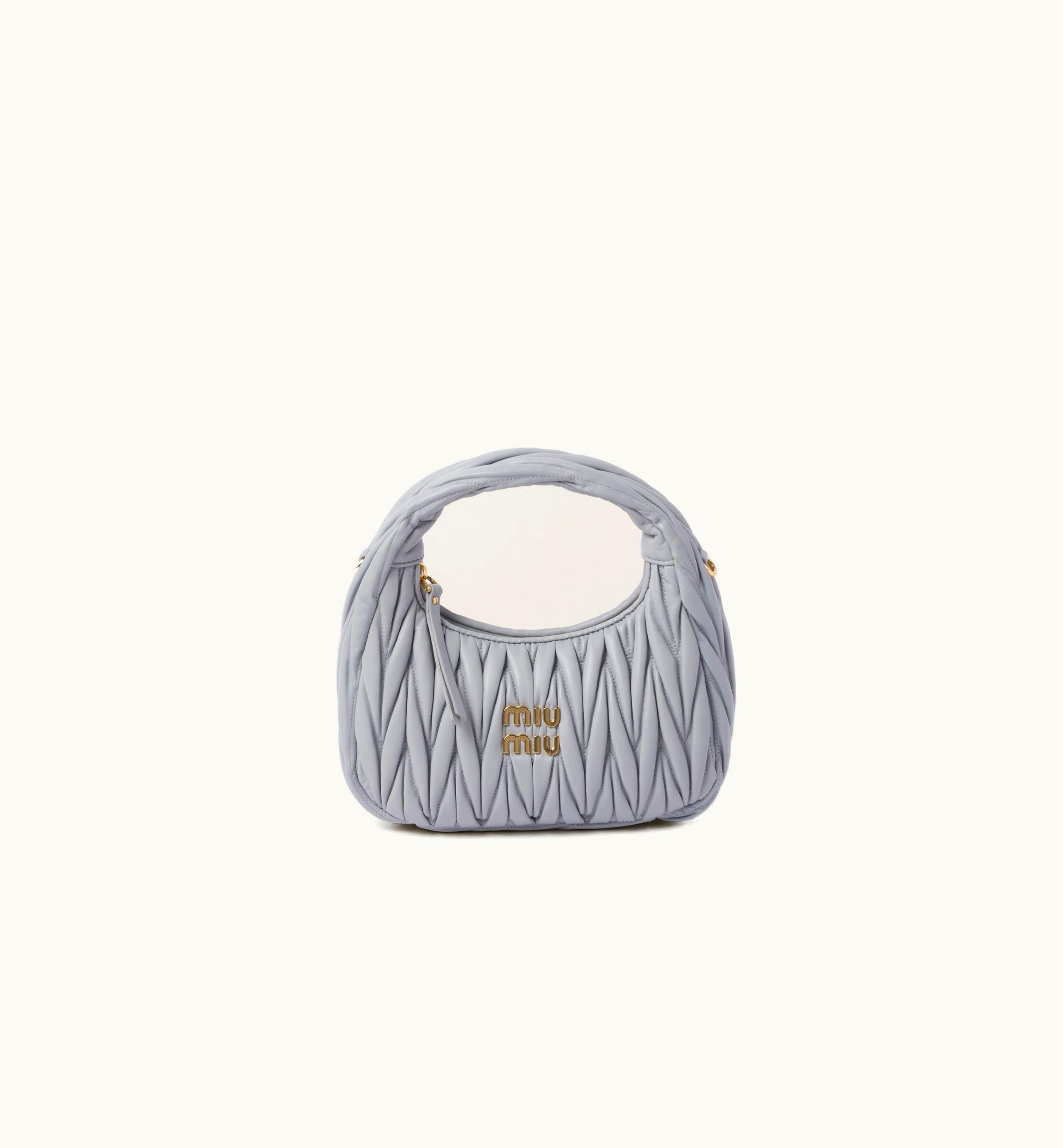 Miu Miu Miu Miu Wander Matelassé Nappa Leather Hobo Bag Cornflower