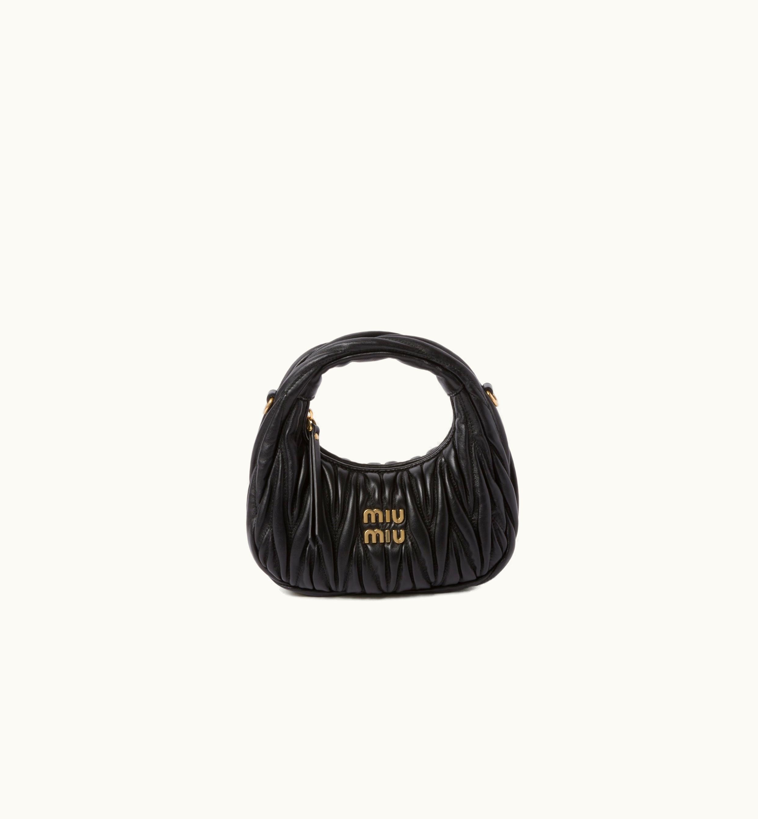 Miu Miu Miu Miu Wander Matelassé Nappa Leather Hobo mini-bag Black