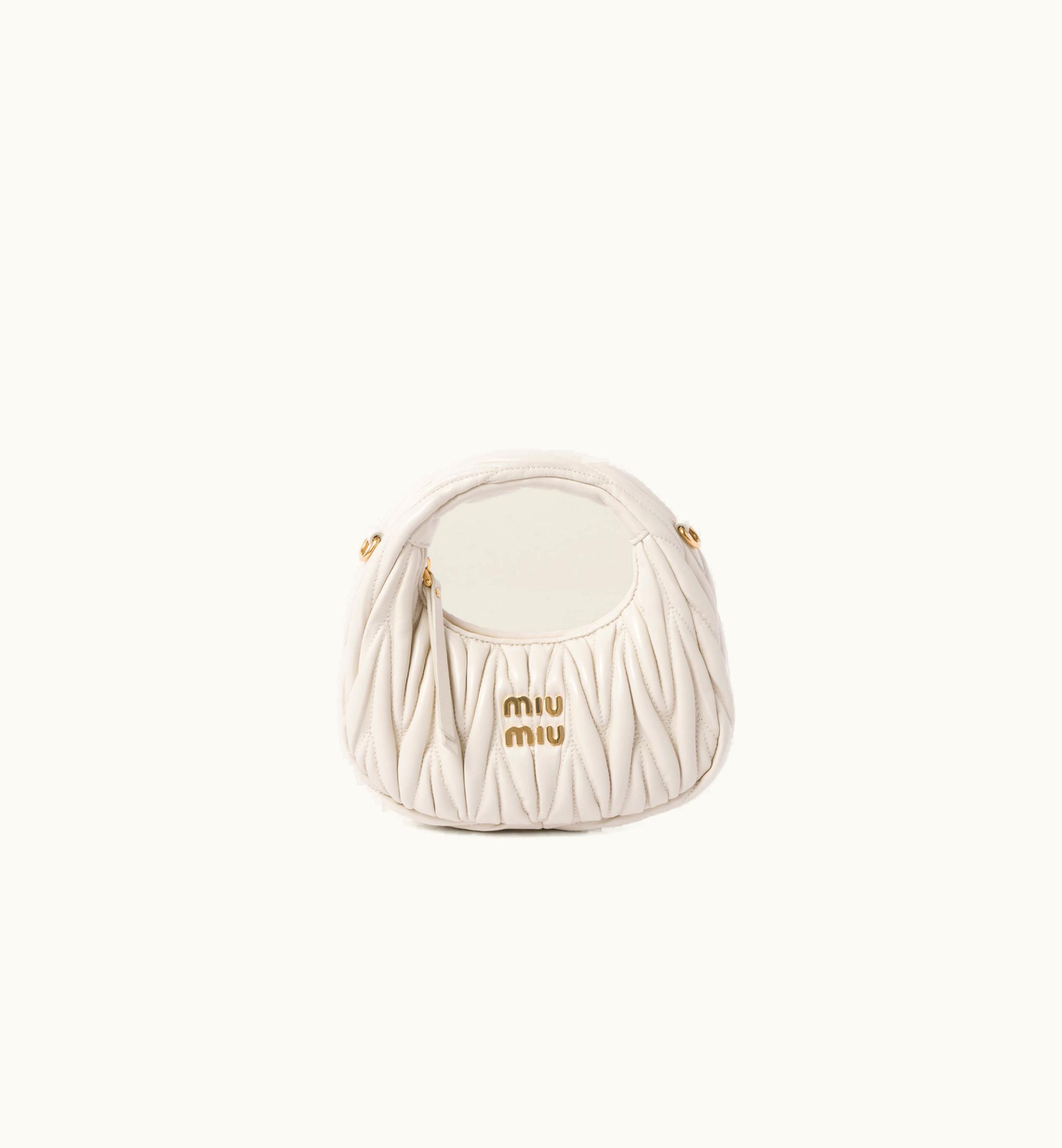 Miu Miu Miu Miu Wander Matelassé Nappa Leather Hobo mini-bag White