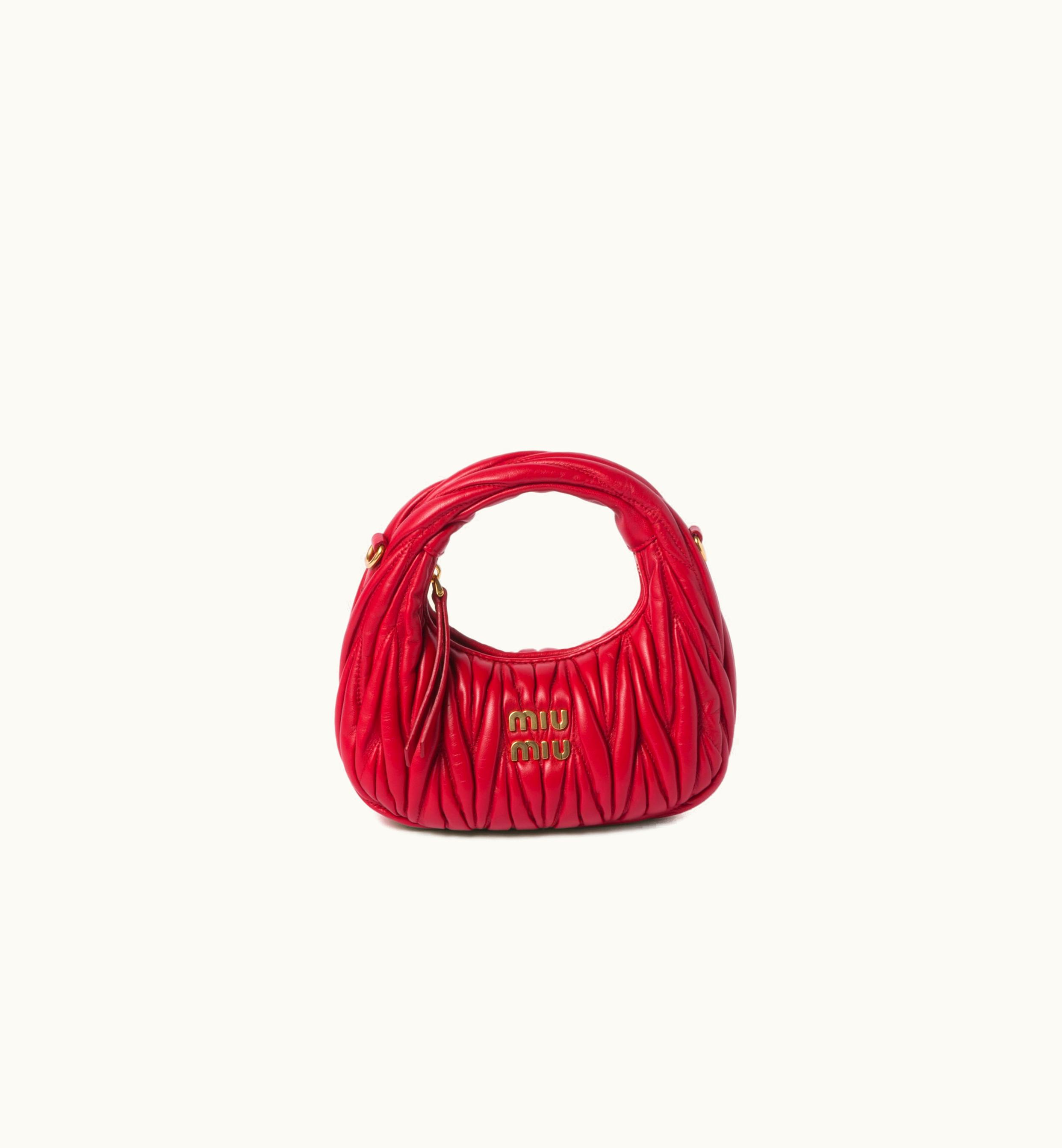 Miu Miu Miu Miu Wander Matelassé Nappa Leather Hobo mini-bag Red