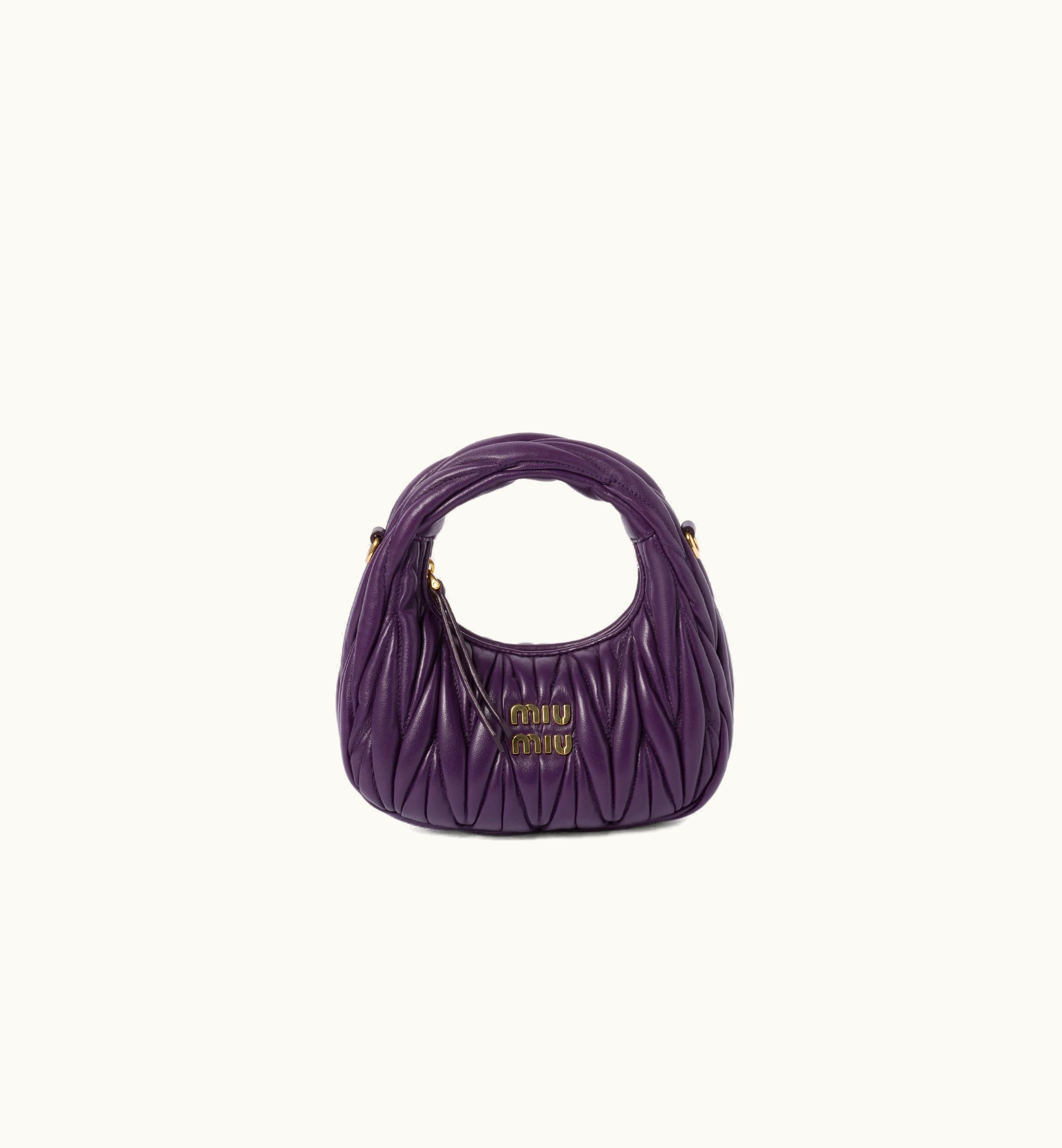 Miu Miu Miu Miu Wander Matelassé Nappa Leather Hobo mini-bag Violet