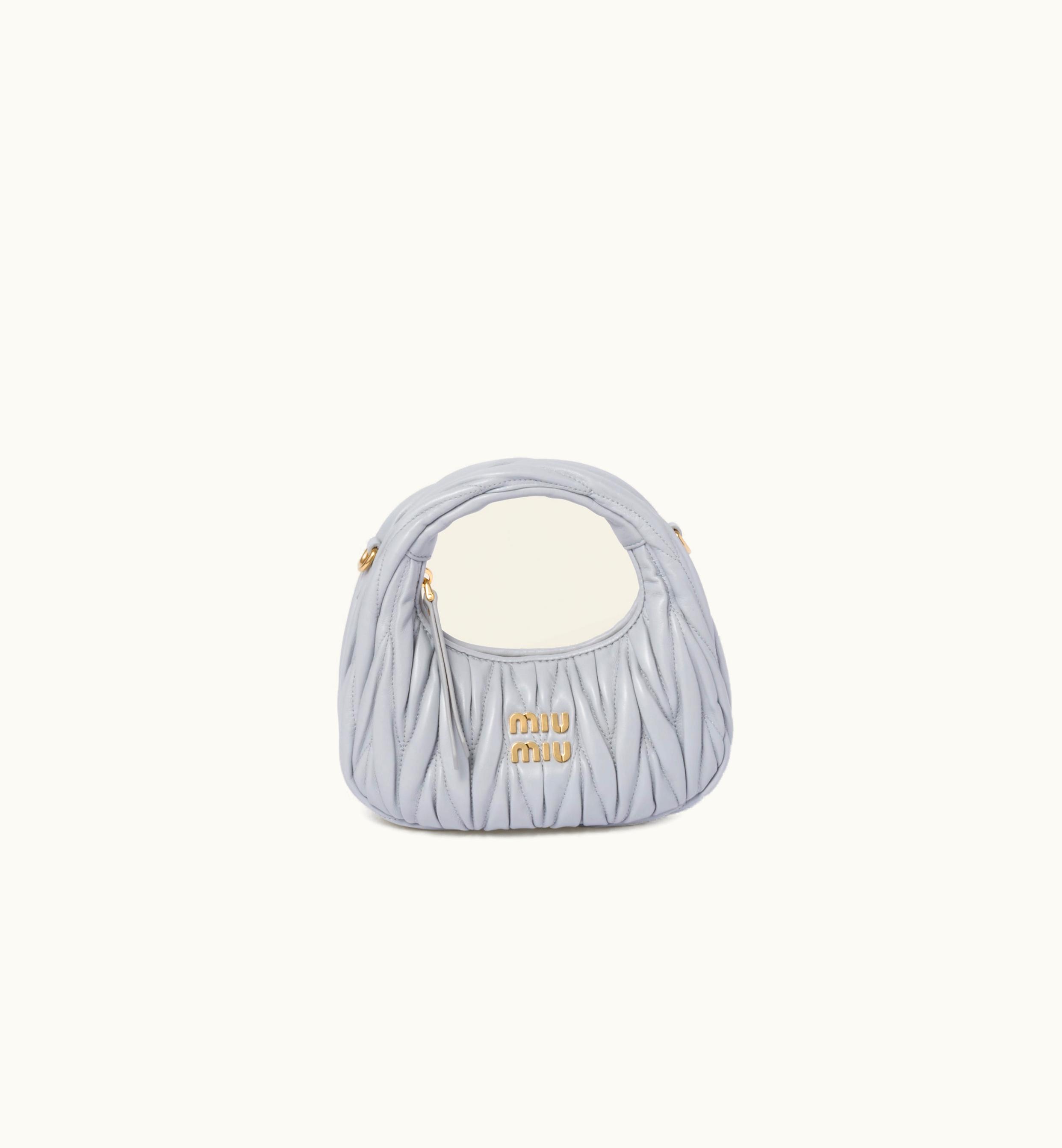 Miu Miu Miu Miu Wander Matelassé Nappa Leather Hobo mini-bag Cornflower