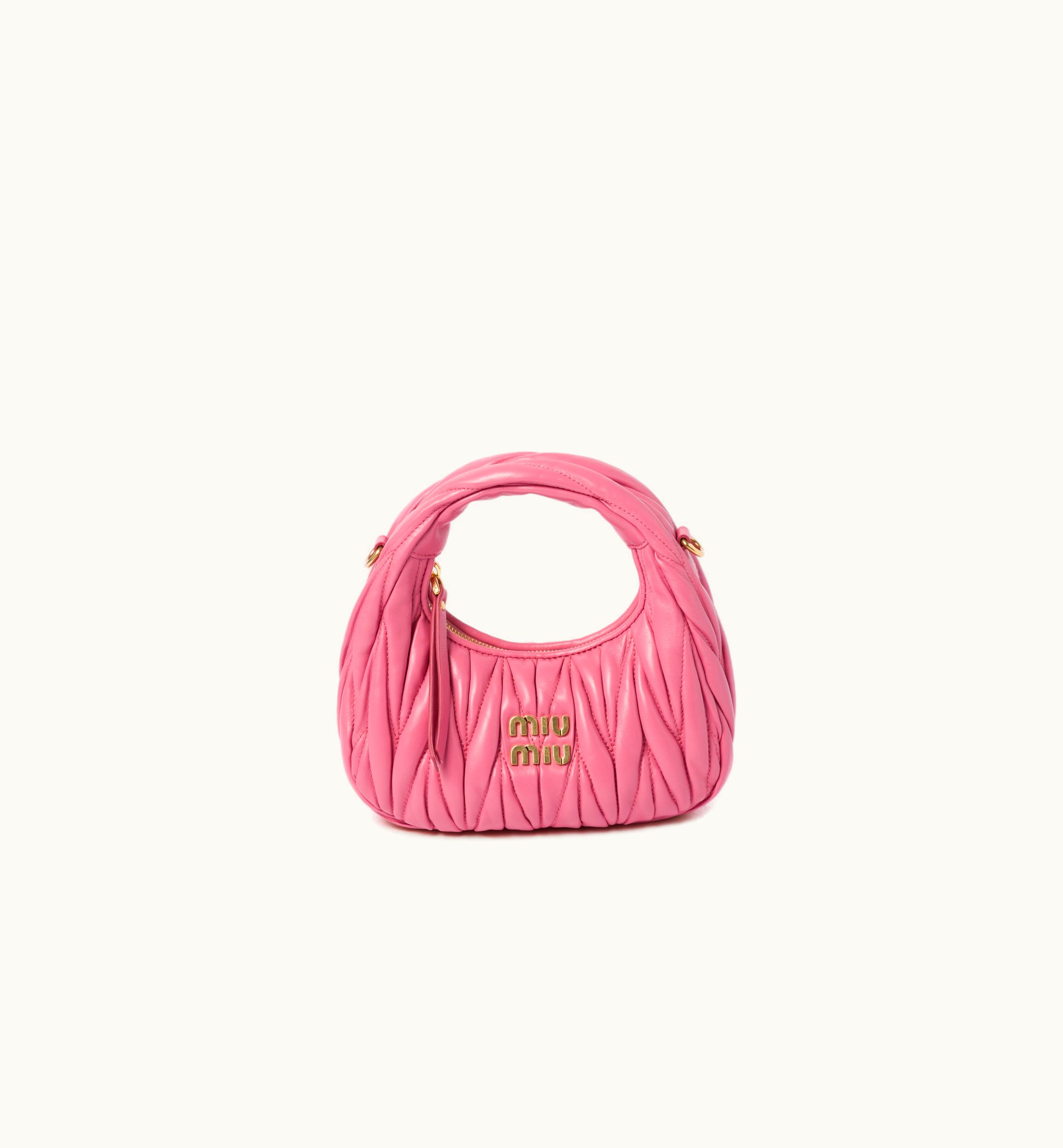 Miu Miu Miu Miu Wander Matelassé Nappa Leather Hobo mini-bag Begonia Pink