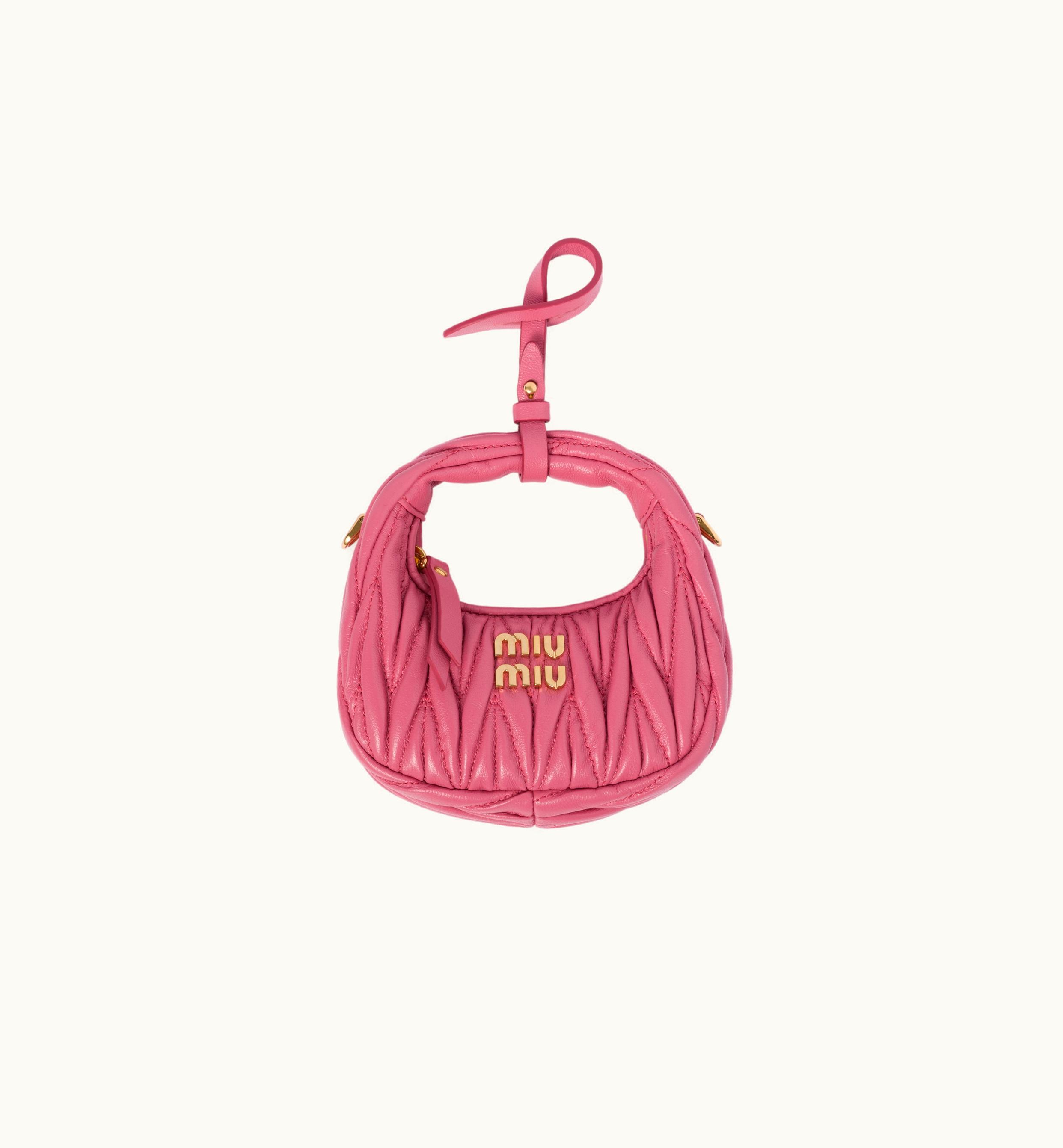 Miu Miu Miu Miu Wander Matelassé Nappa Leather Micro Hobo Bag Begonia Pink