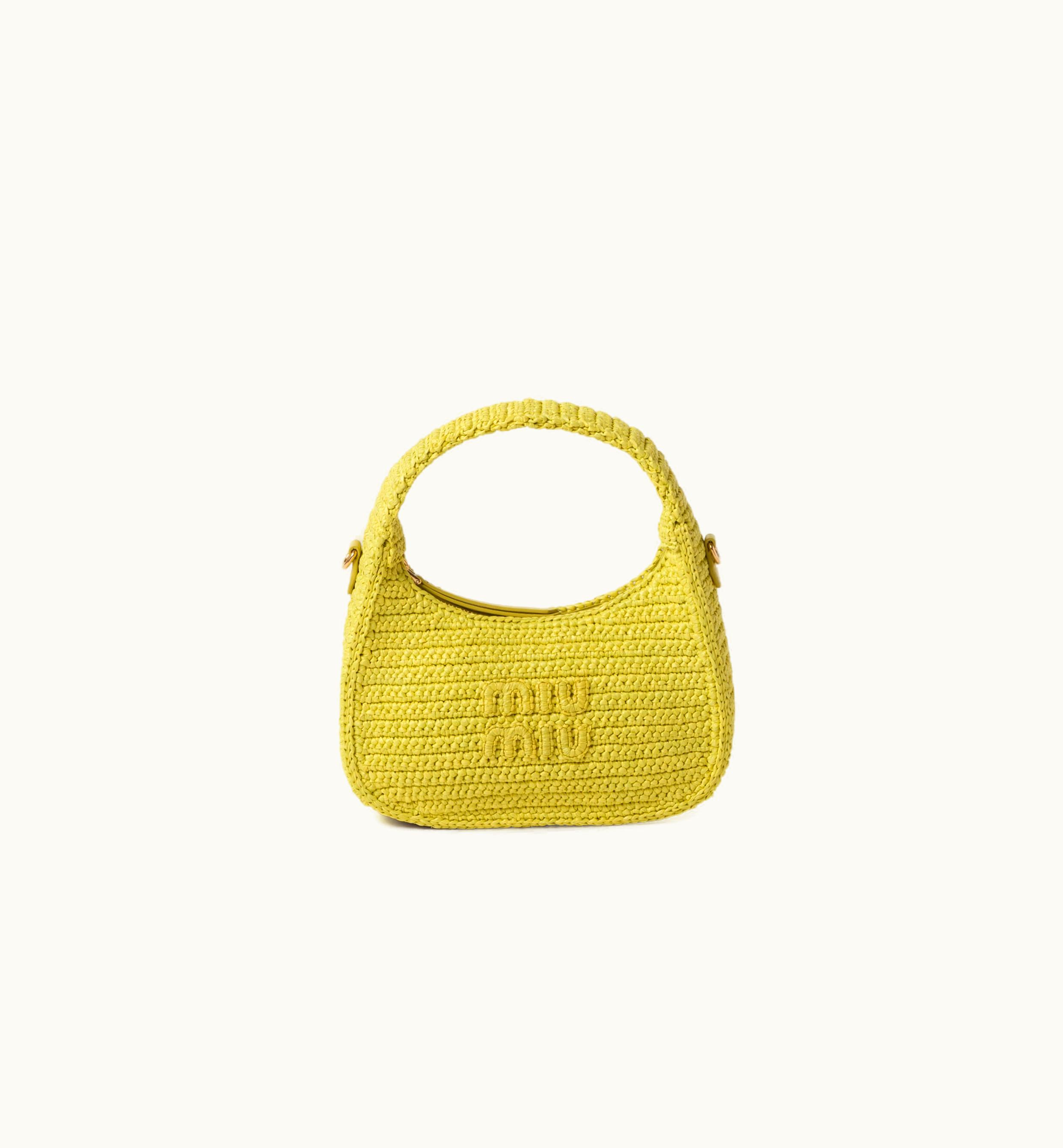 Miu Miu Miu Miu Wander Crochet Hobo Bag Citron Yellow