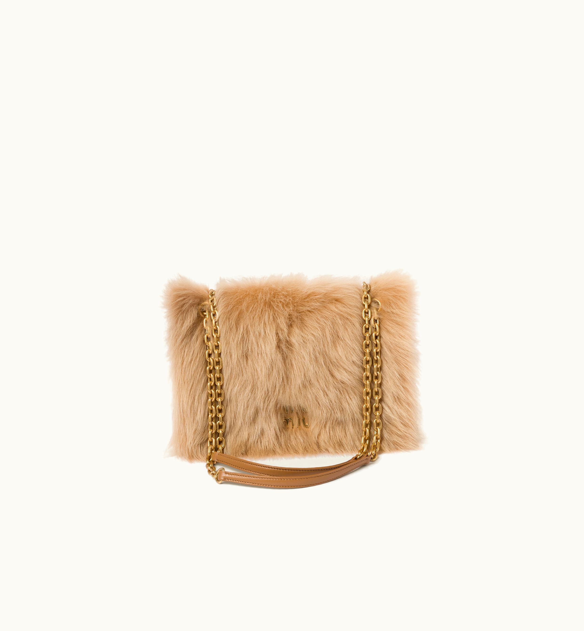 Miu Miu Miu Miu Shearling Bag With Leather Details Caramel