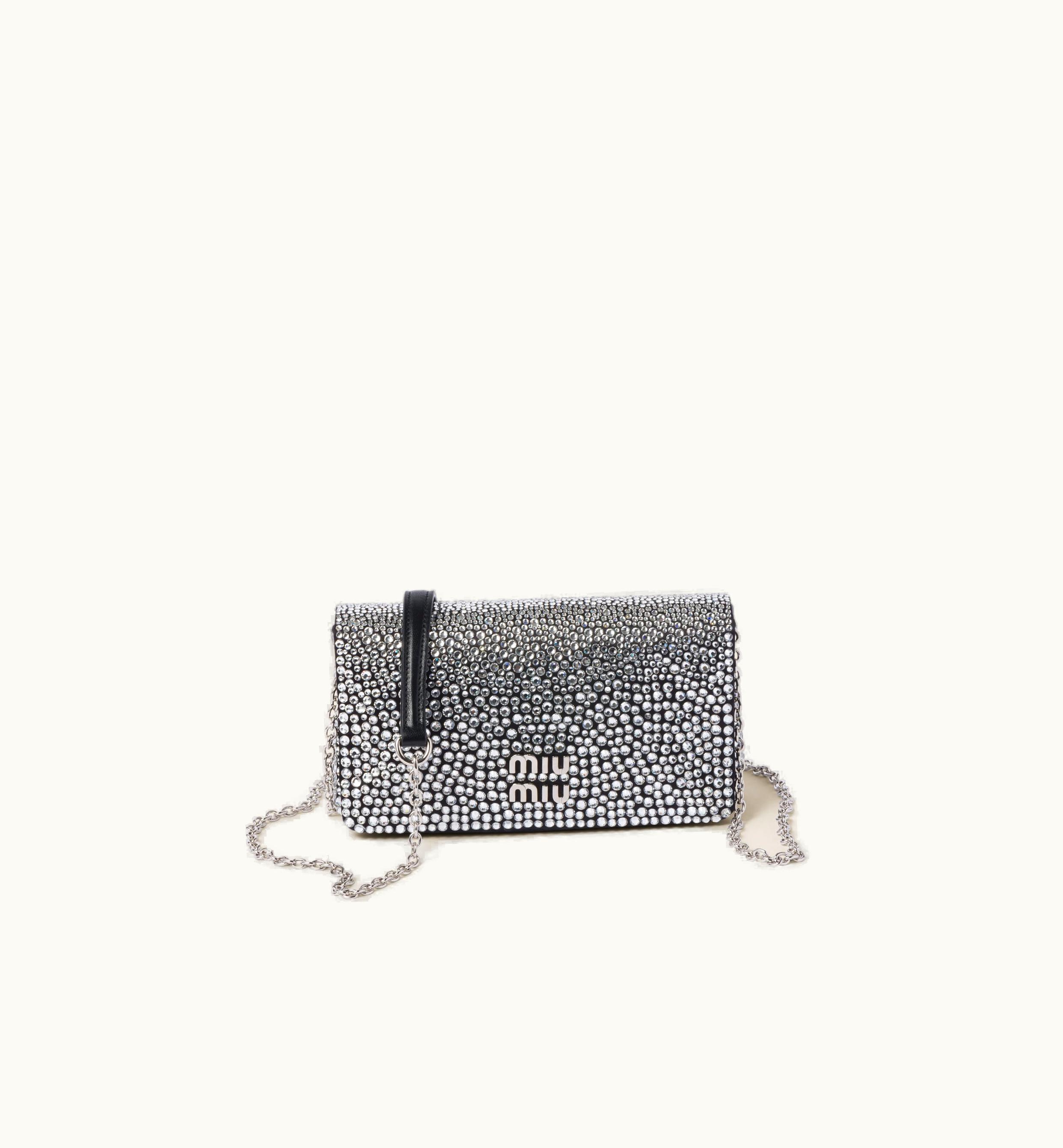 Miu Miu Miu Miu Satin mini-bag With Synthetic Crystals Black