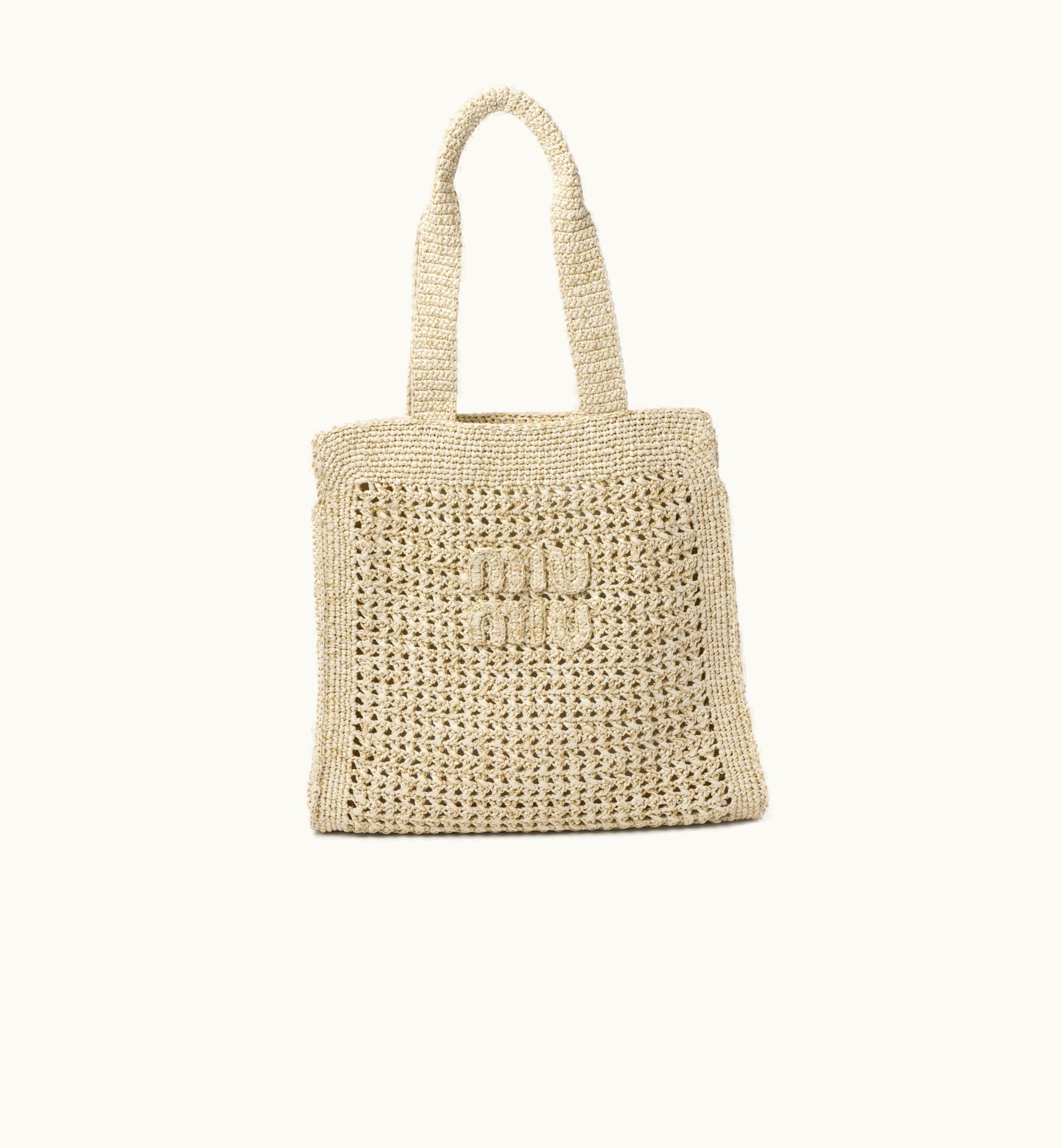 Miu Miu Miu Miu Woven raffia-effect Yarn Tote Bag With Lurex Pyrite