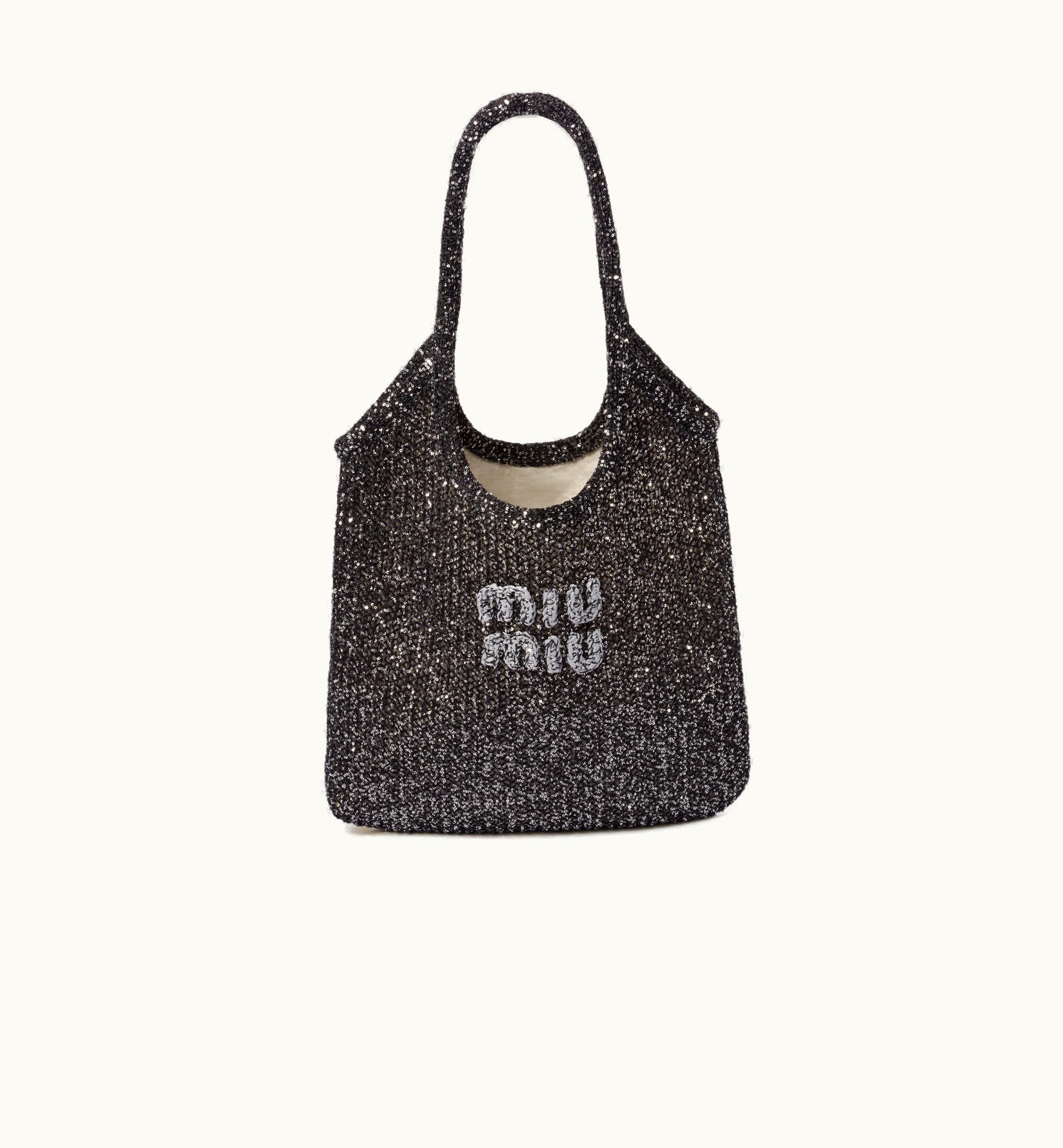 Miu Miu Miu Miu Mesh Tote Bag With Sequins Black