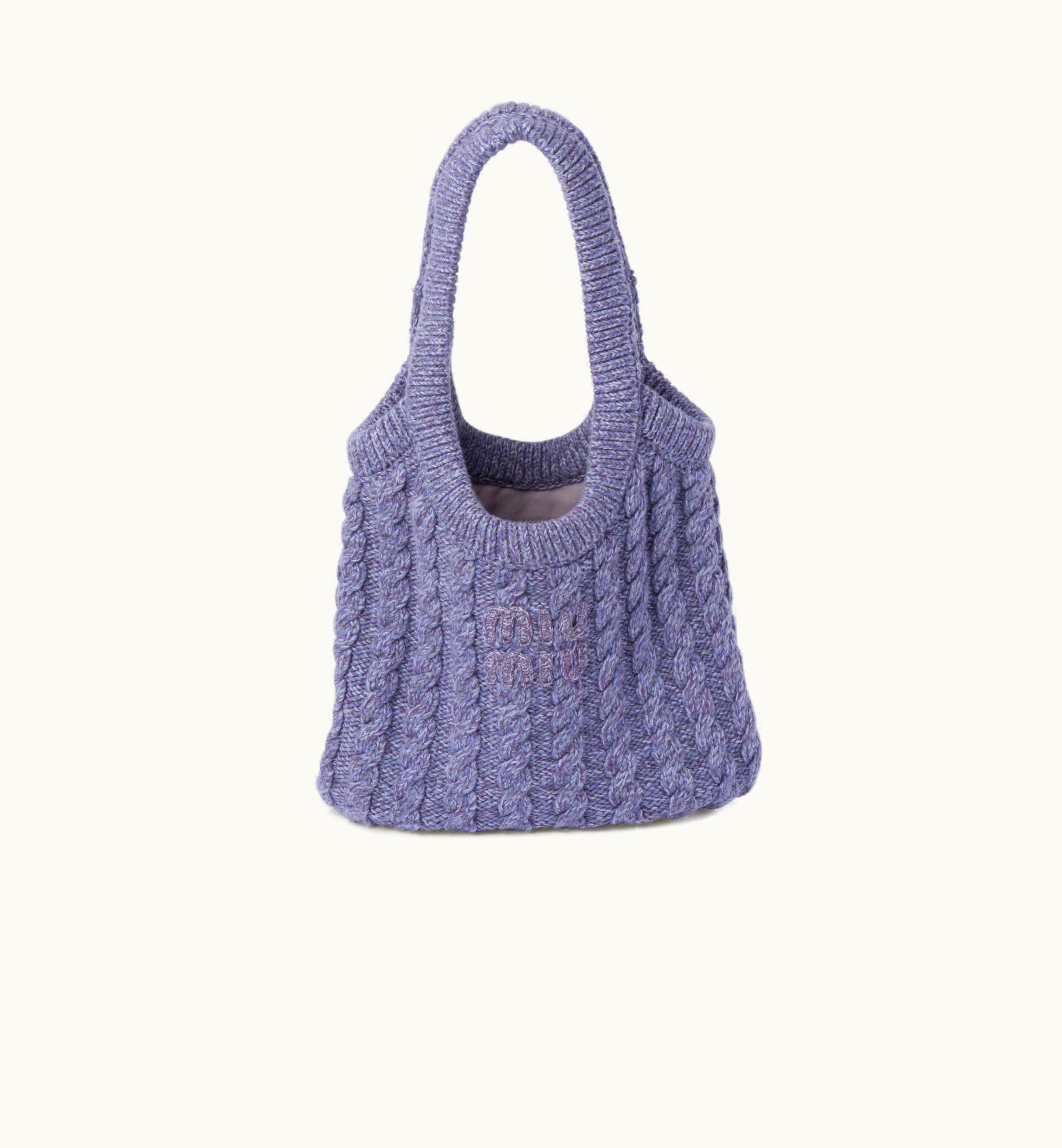 Miu Miu Miu Miu Mouliné Cashmere cable-knit Tote Bag Wisteria
