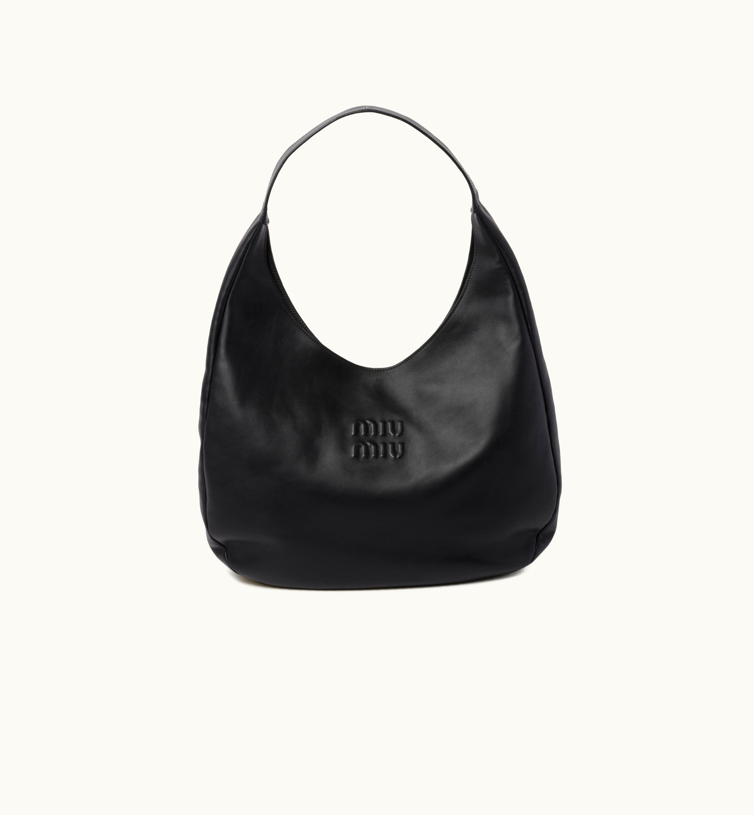 Miu Miu Miu Miu Urban Leather Hobo Bag Black
