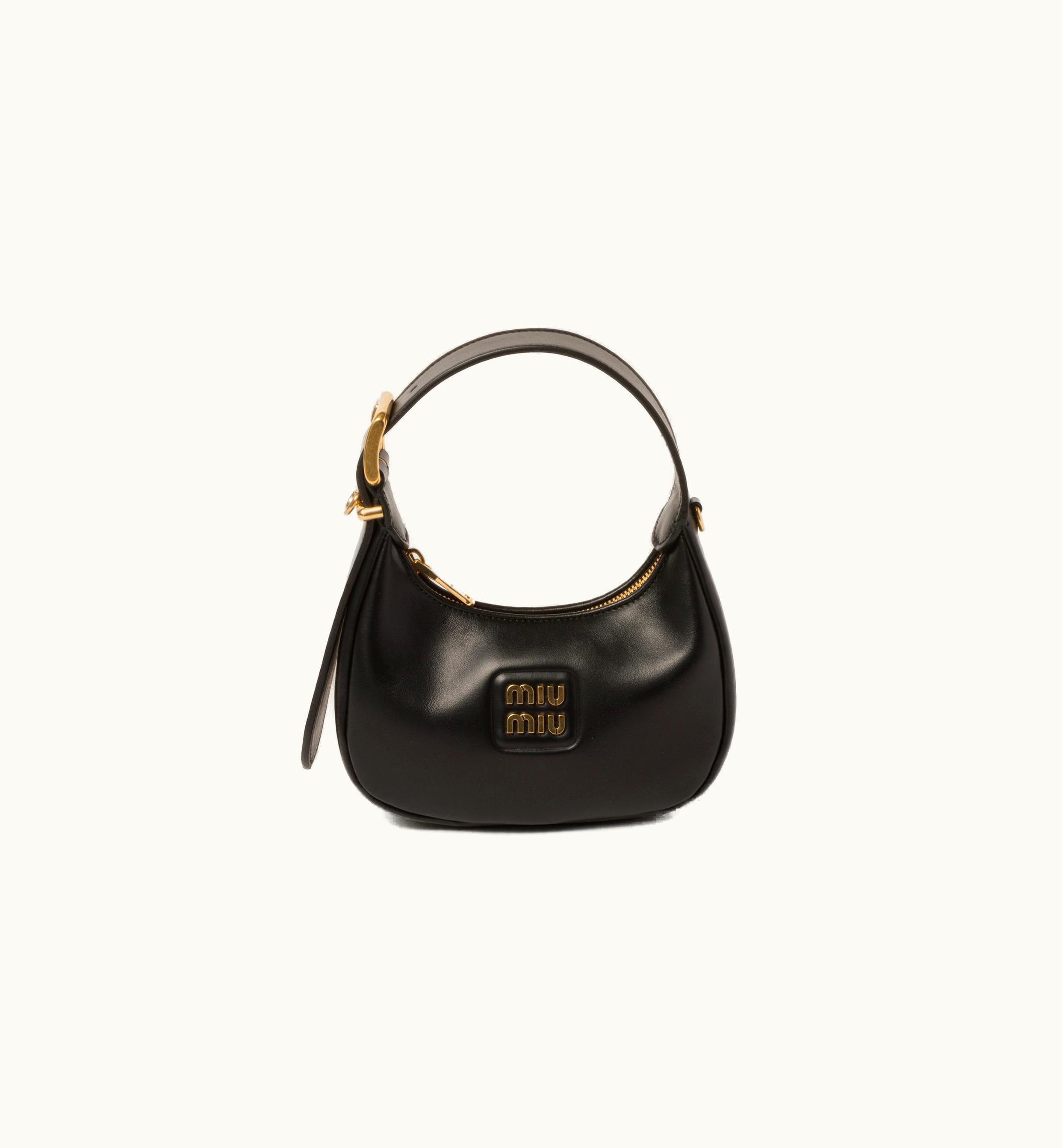 Miu Miu Miu Miu Leather Hobo Bag Black 5BP084_2E6Y_F0002_V_OOO