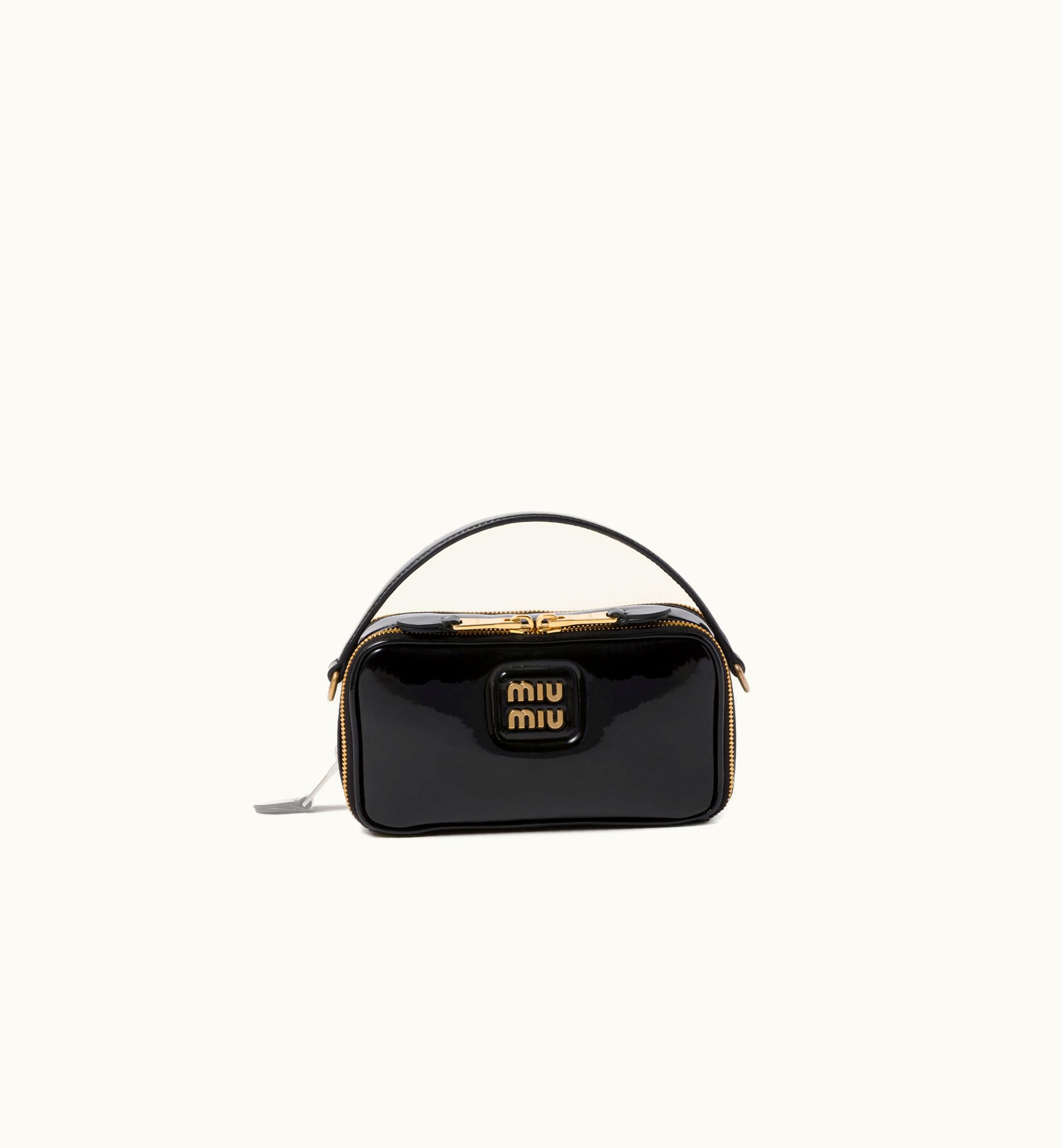 Miu Miu Miu Miu Leather And Patent Leather Shoulder Bag Black