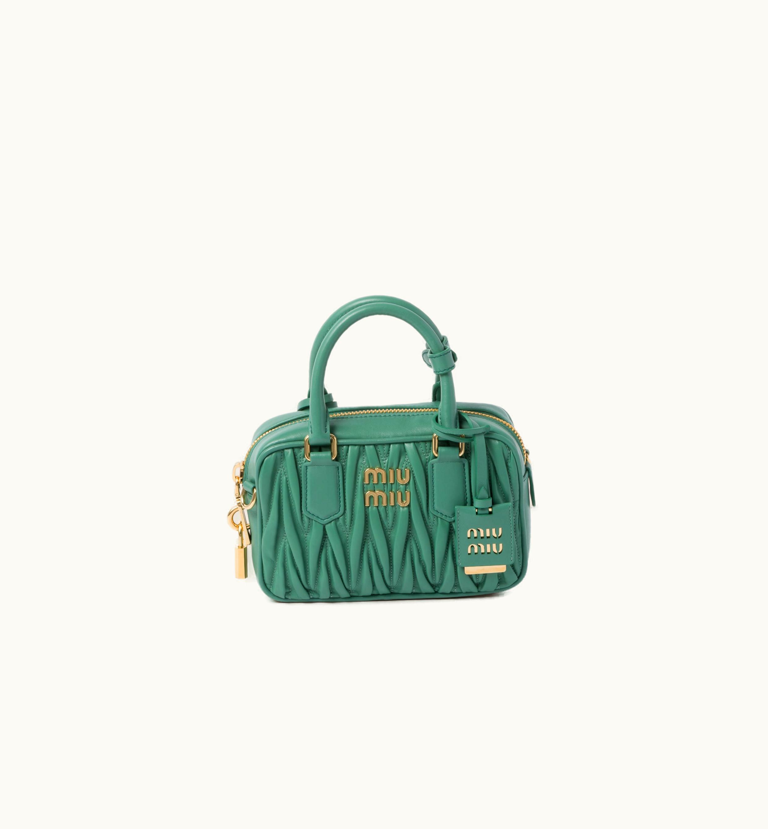 Miu Miu Miu Miu Arcadie Matelassé Nappa Leather Bag Sage Green
