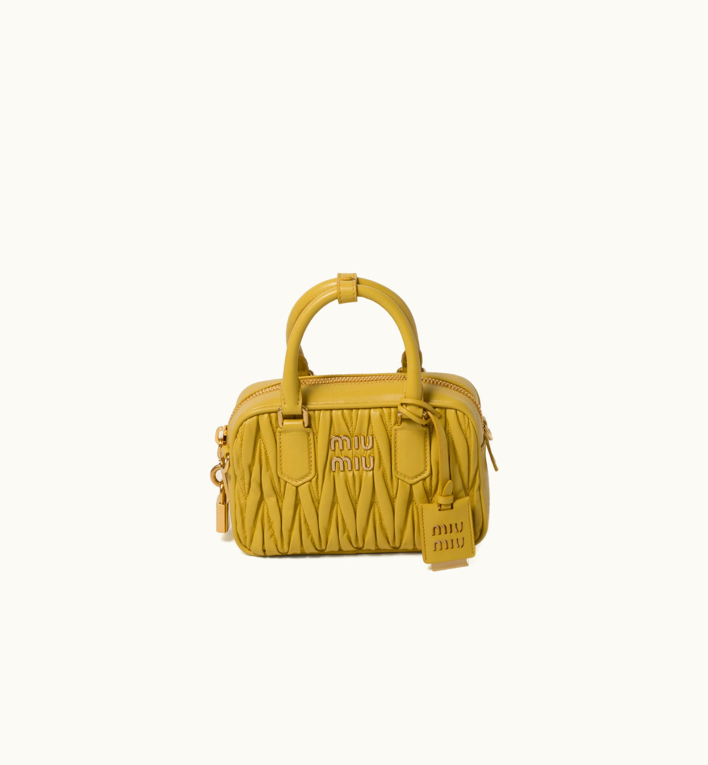 Miu Miu Miu Miu Arcadie Matelassé Nappa Leather Bag Pineapple