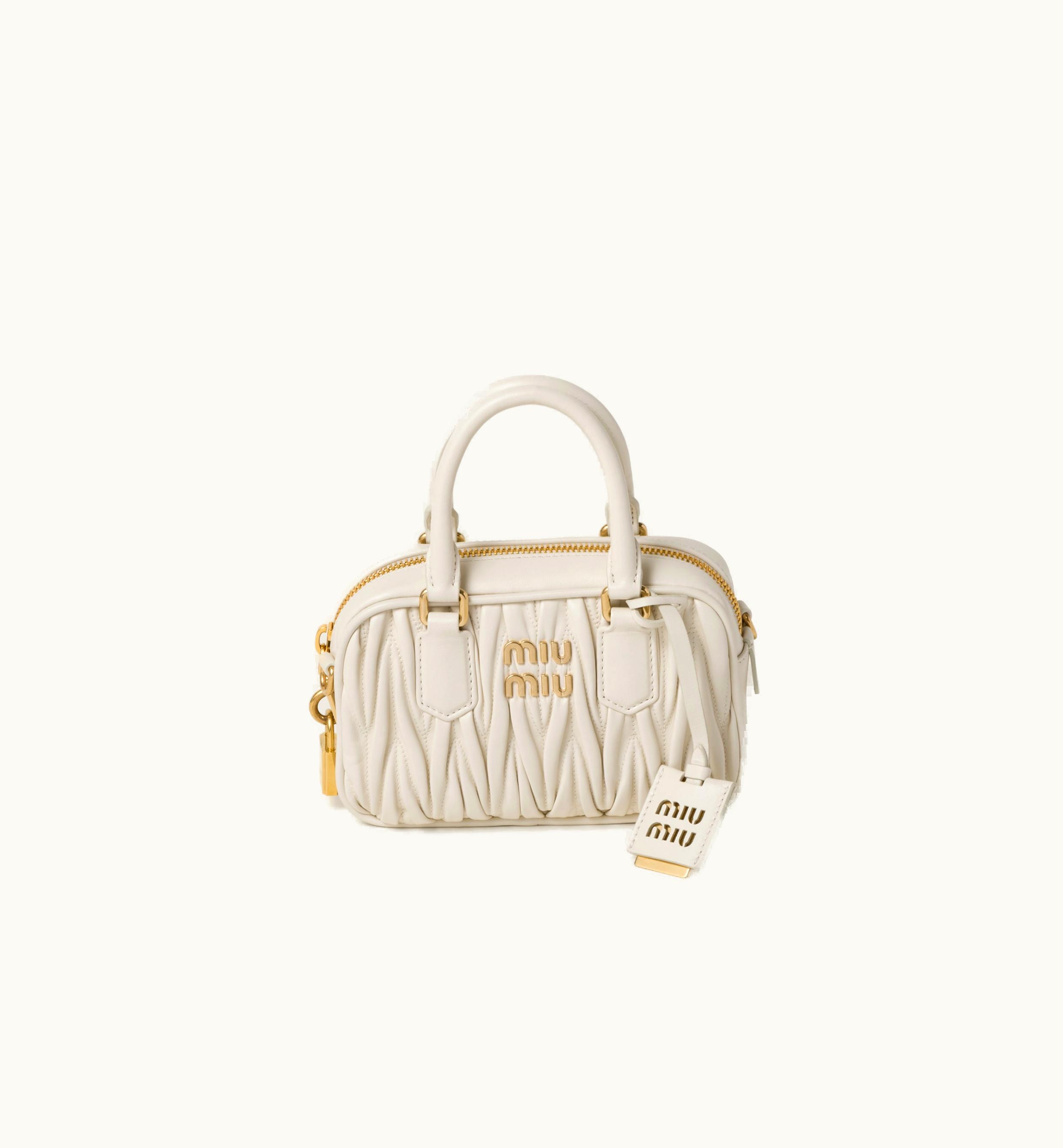 Miu Miu Miu Miu Arcadie Matelassé Nappa Leather Bag White 5BB123_N88_F0009_V_OOO