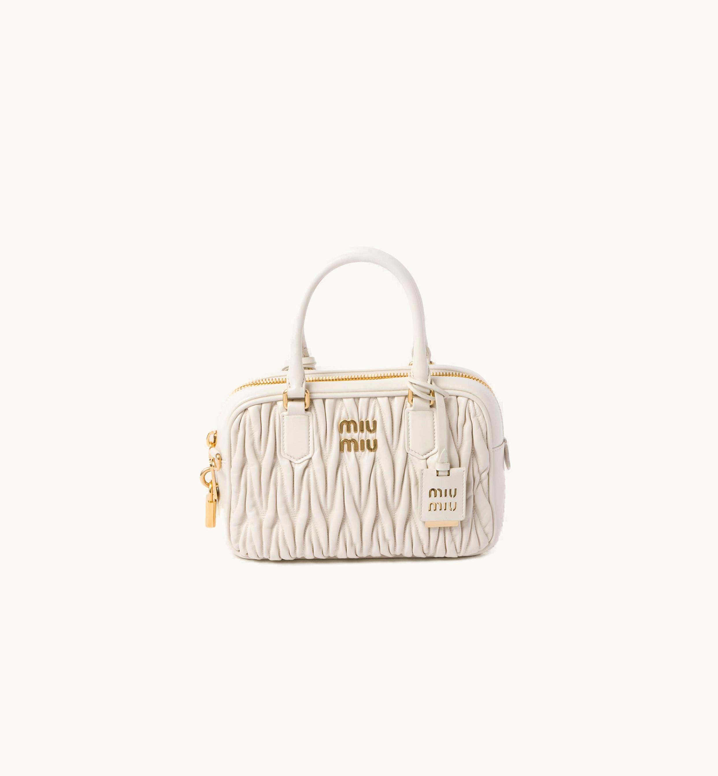 Miu Miu Miu Miu Arcadie Matelassé Nappa Leather Bag White 5BB124_N88_F0009_V_OOO