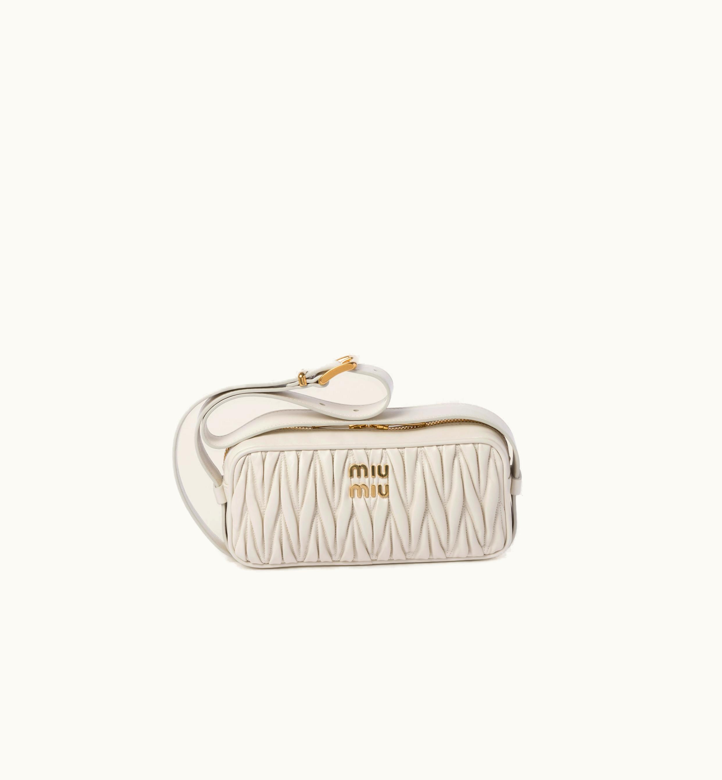 Miu Miu Miu Miu Matelassé Nappa Leather Shoulder Bag White