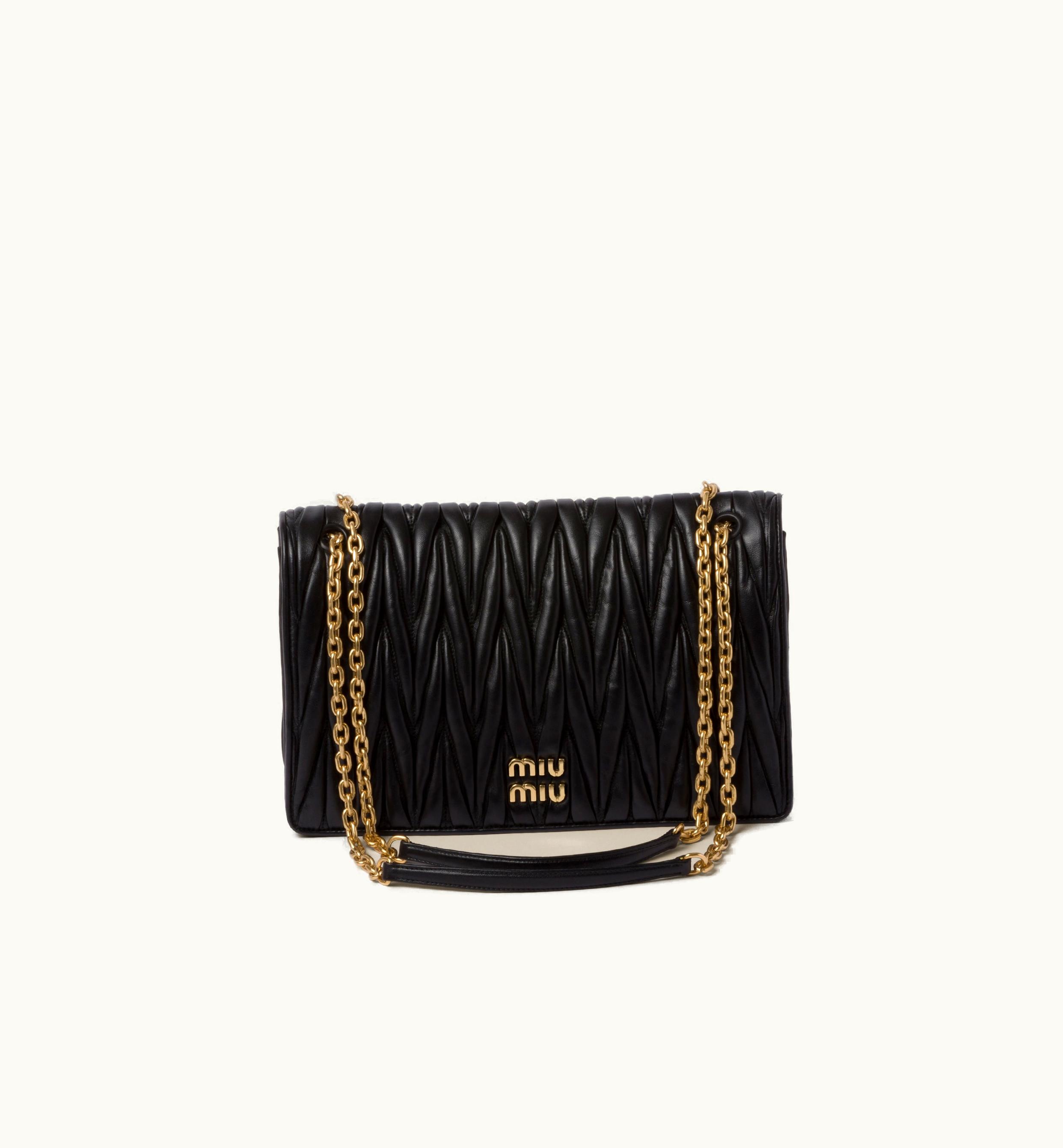 Miu Miu Miu Miu Matelassé Nappa Leather Bag Black