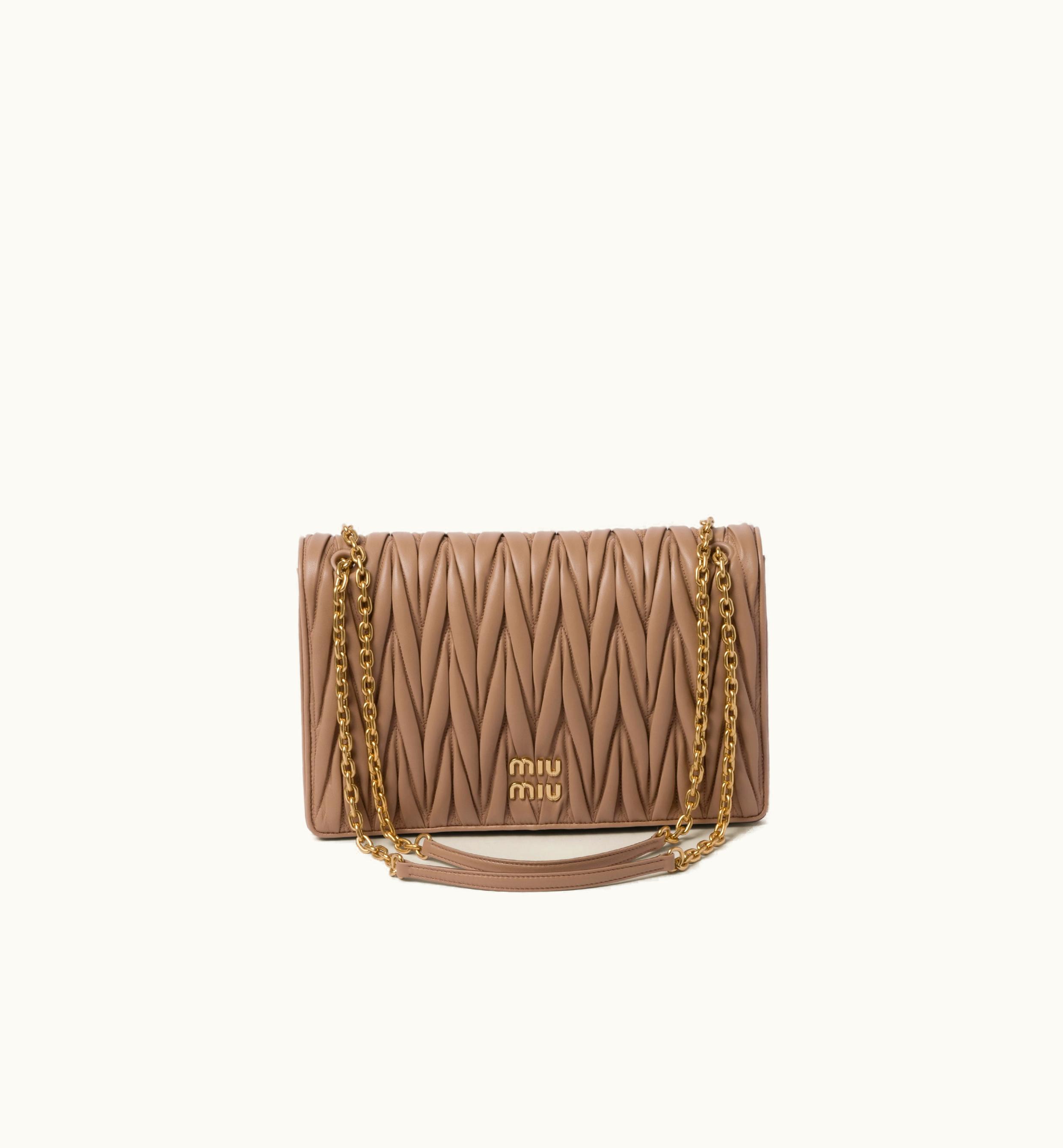 Miu Miu Miu Miu Matelassé Nappa Leather Bag Cameo