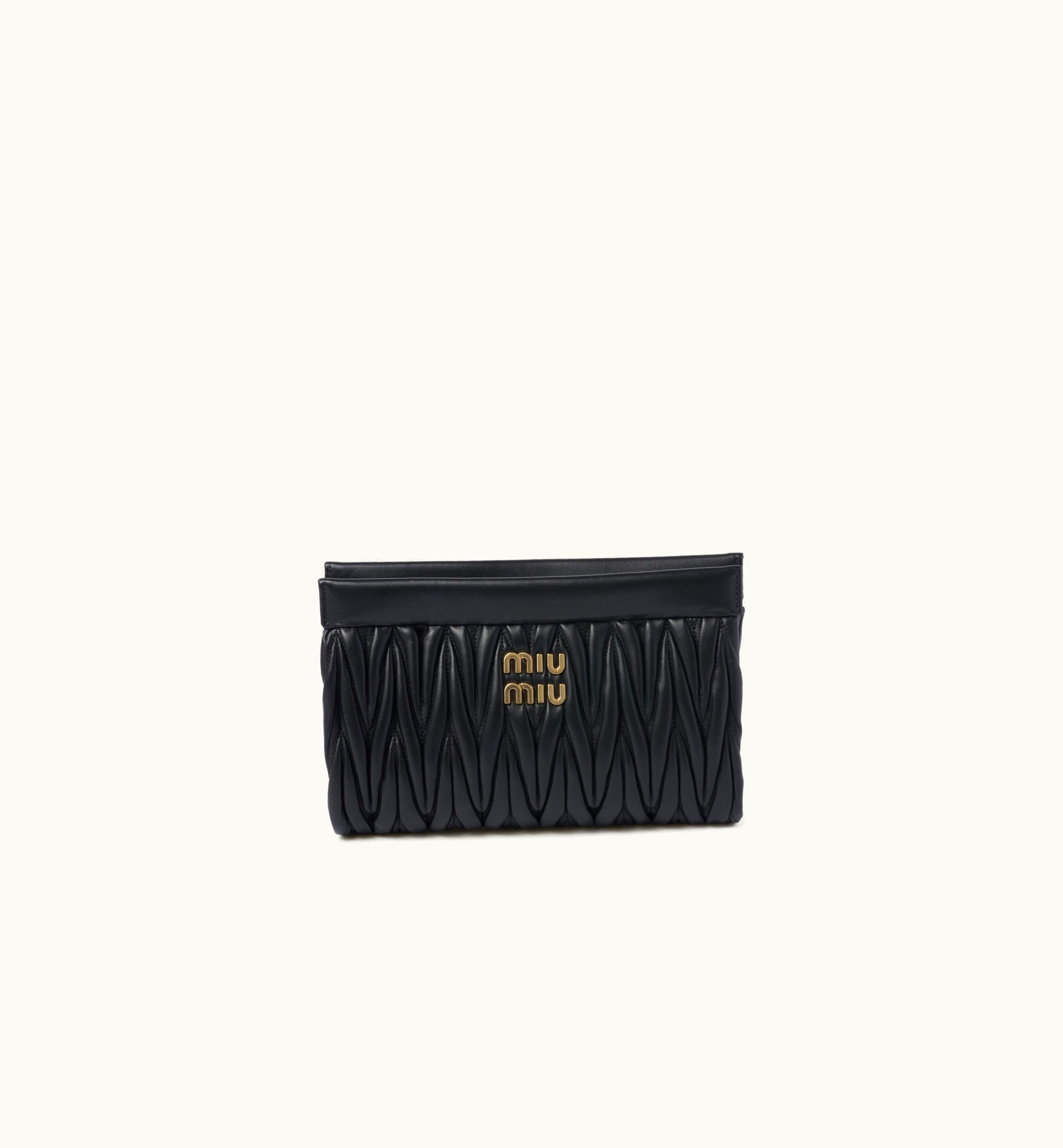 Miu Miu Miu Miu Matelassé Nappa Leather Clutch Black