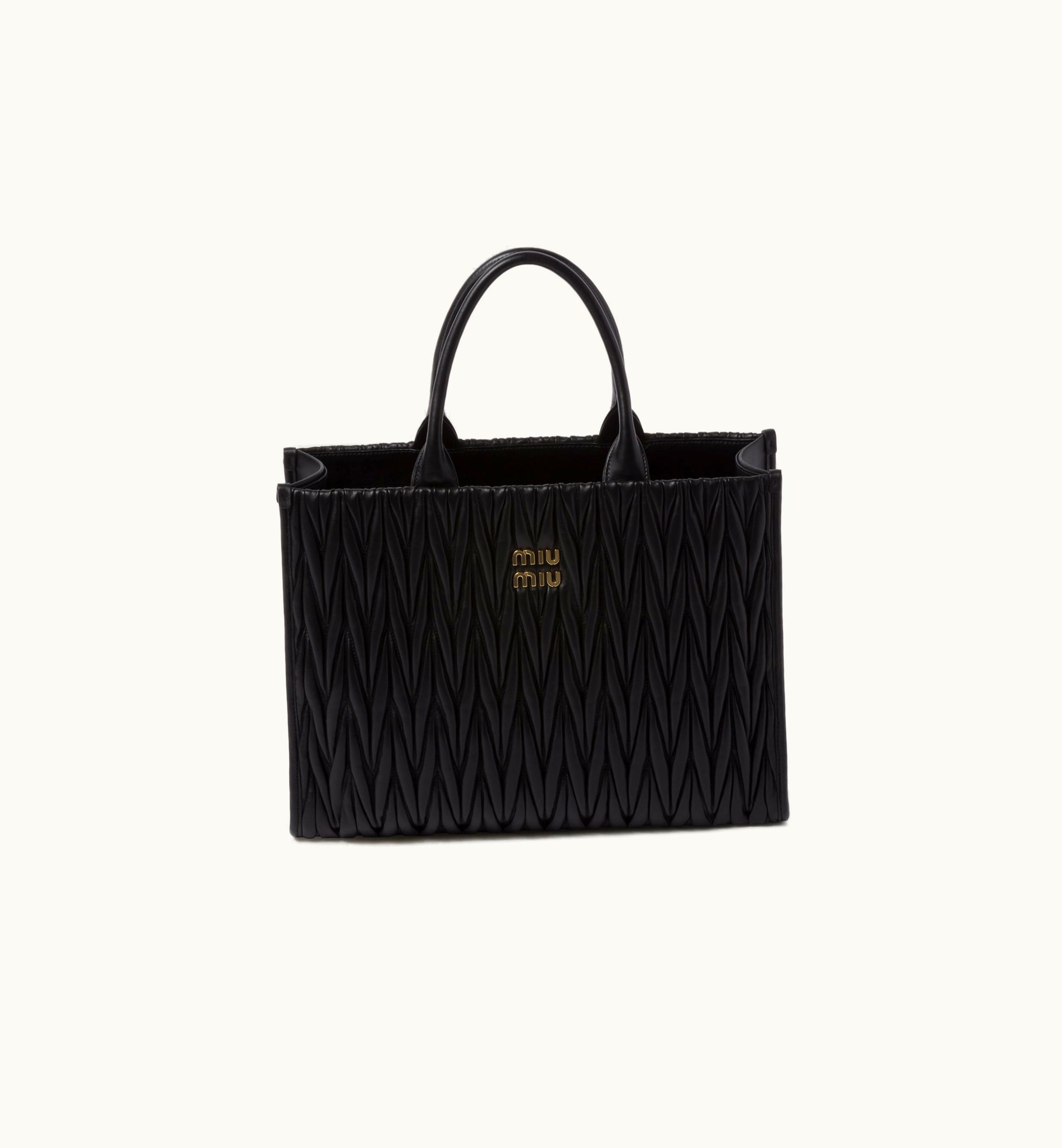 Miu Miu Miu Miu Matelassé Nappa Leather Tote Gold