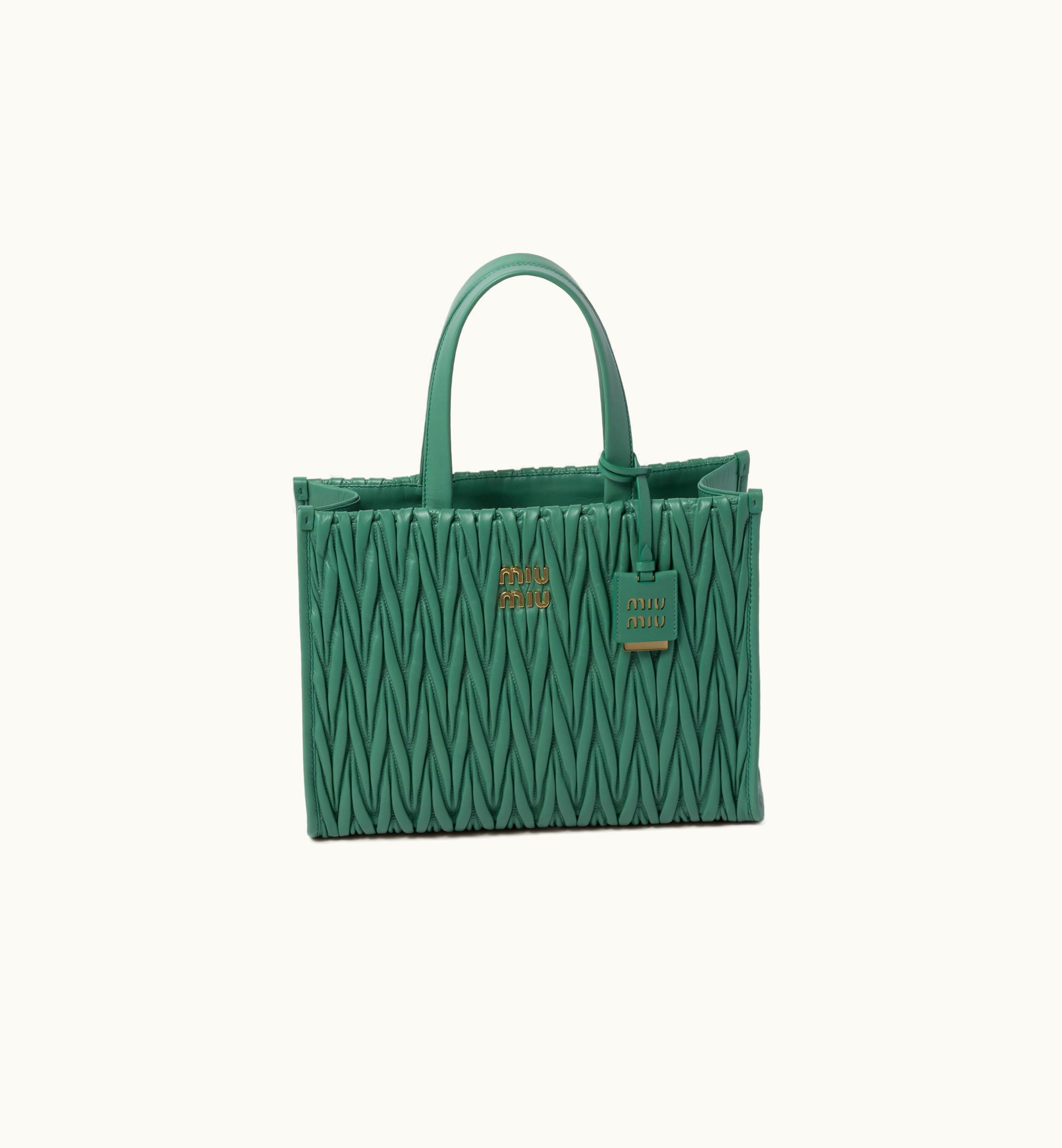 Miu Miu Miu Miu Matelassé Nappa Leather Tote Sage Green