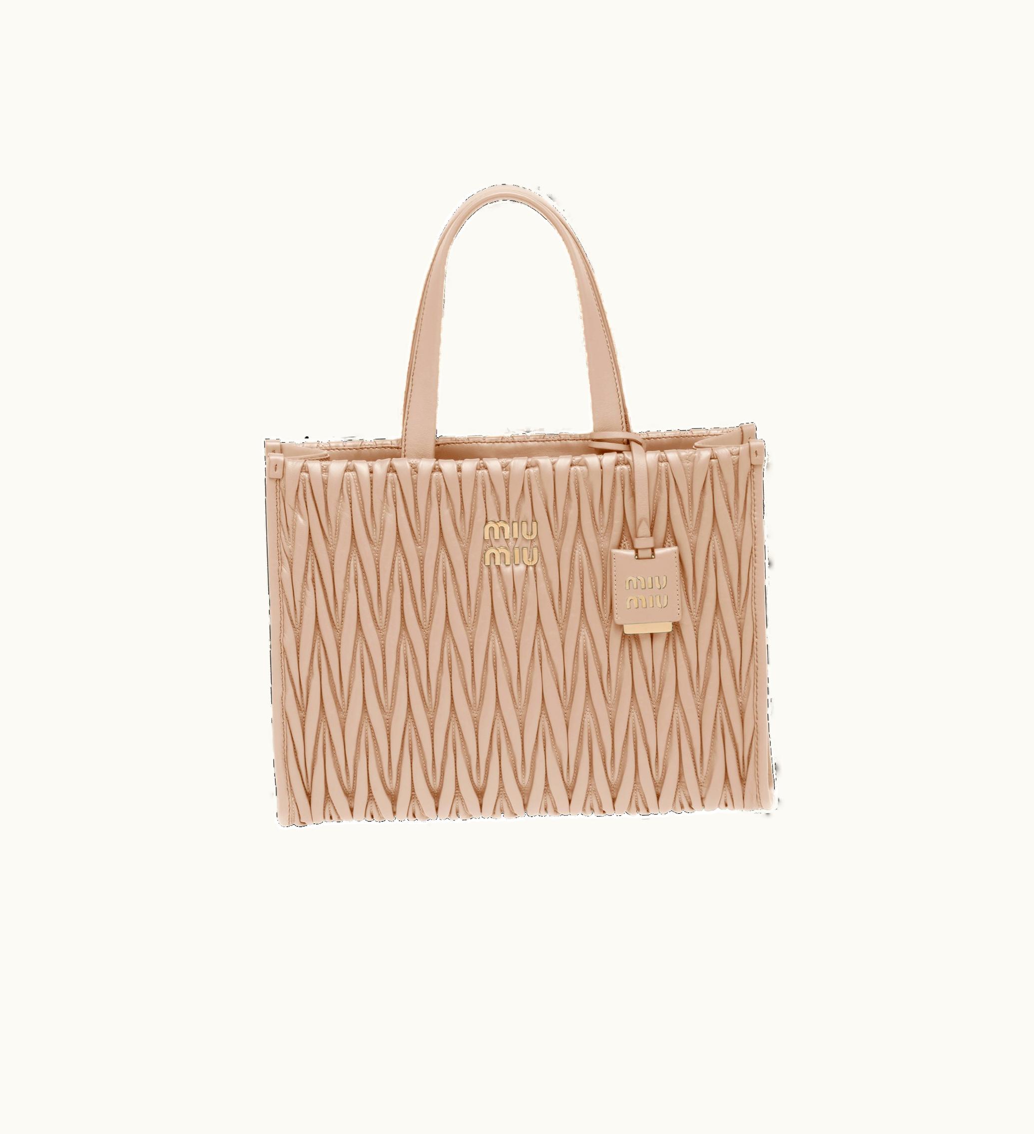 Miu Miu Miu Miu Matelassé Nappa Leather Tote Cameo