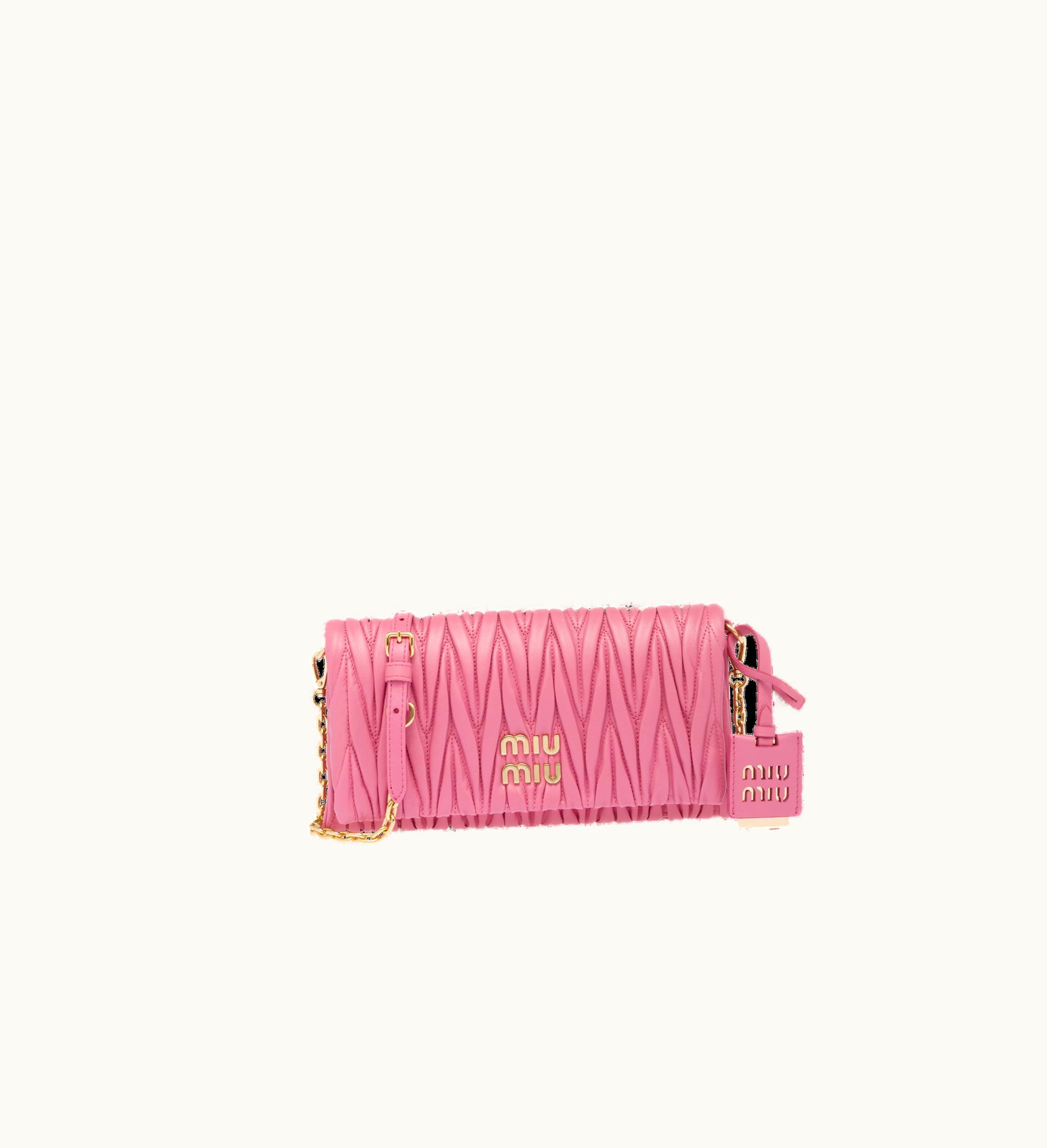 Miu Miu Miu Miu Matelassé Nappa Leather Shoulder Bag Begonia Pink