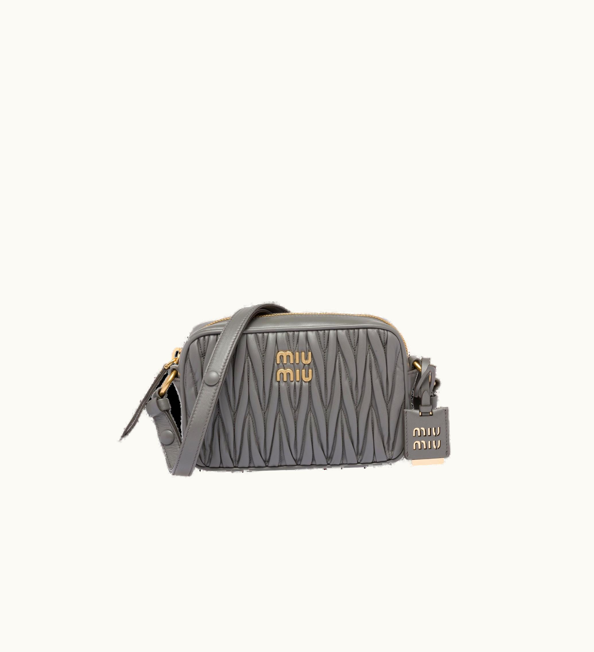 Miu Miu Miu Miu Matelassé Nappa Leather Shoulder Bag Marble Gray