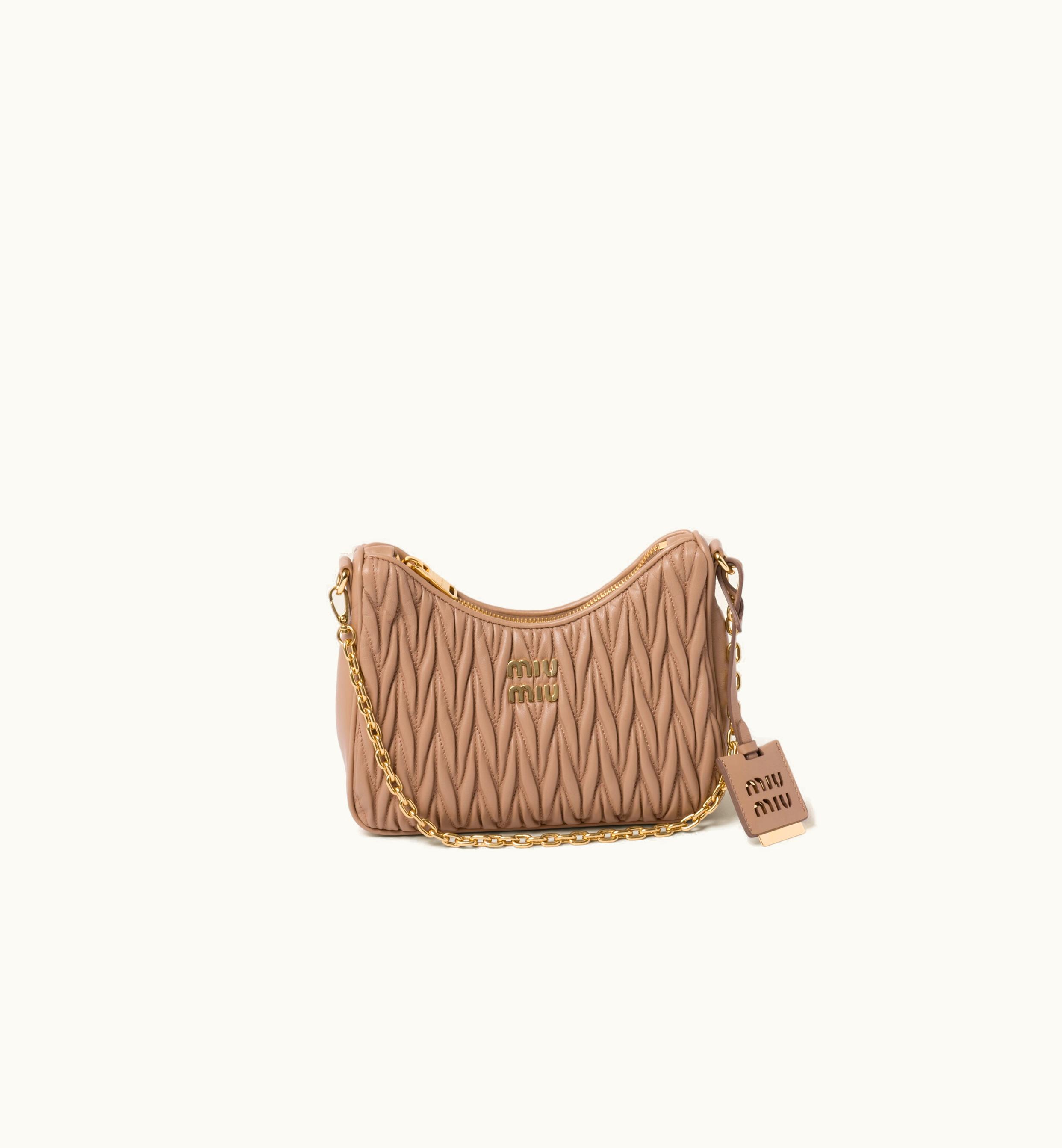Miu Miu Miu Miu Matelassé Nappa Leather Shoulder Bag Cameo