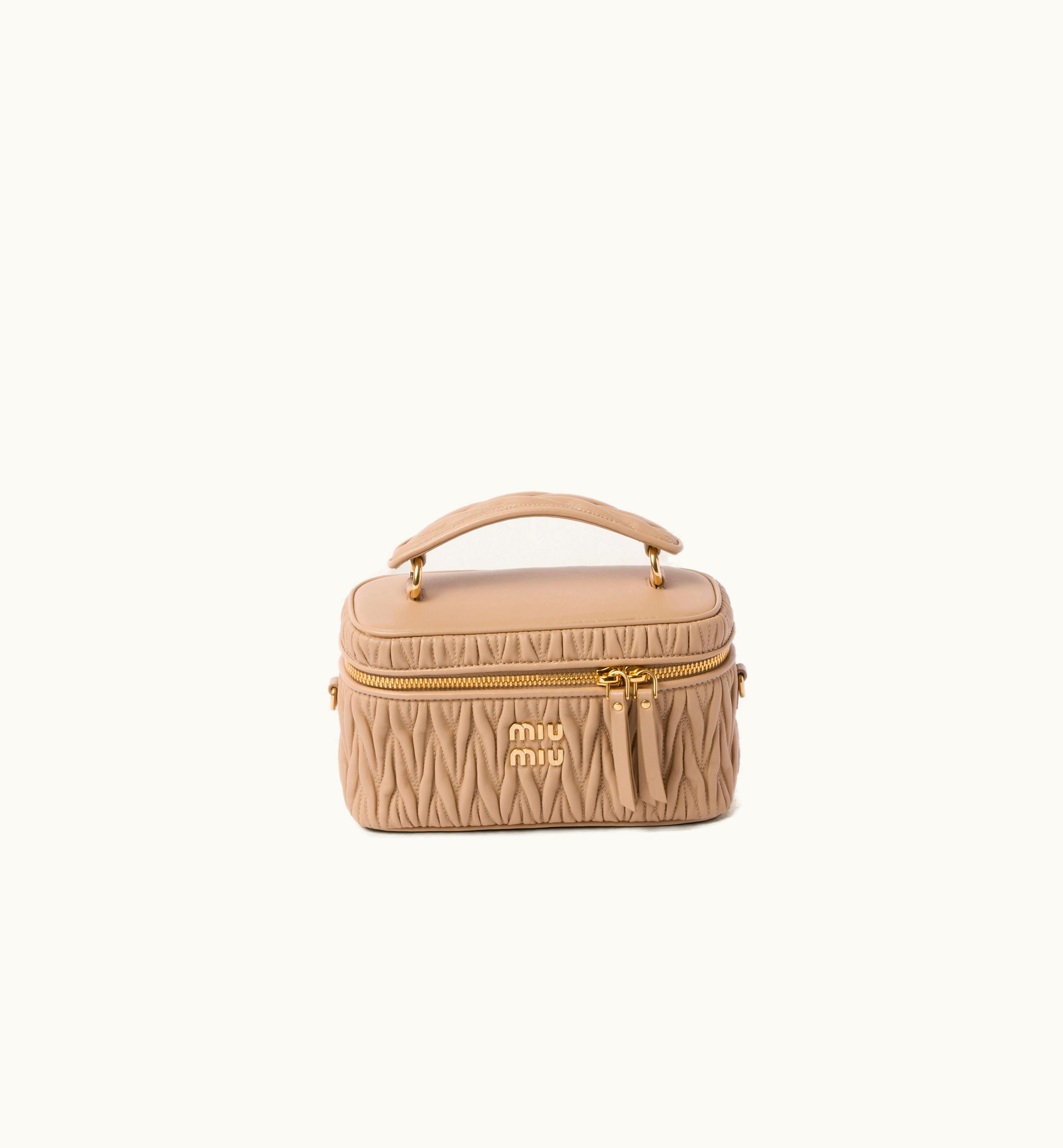 Miu Miu Miu Miu Matelassé Nappa Leather Shoulder Bag Sand Beige