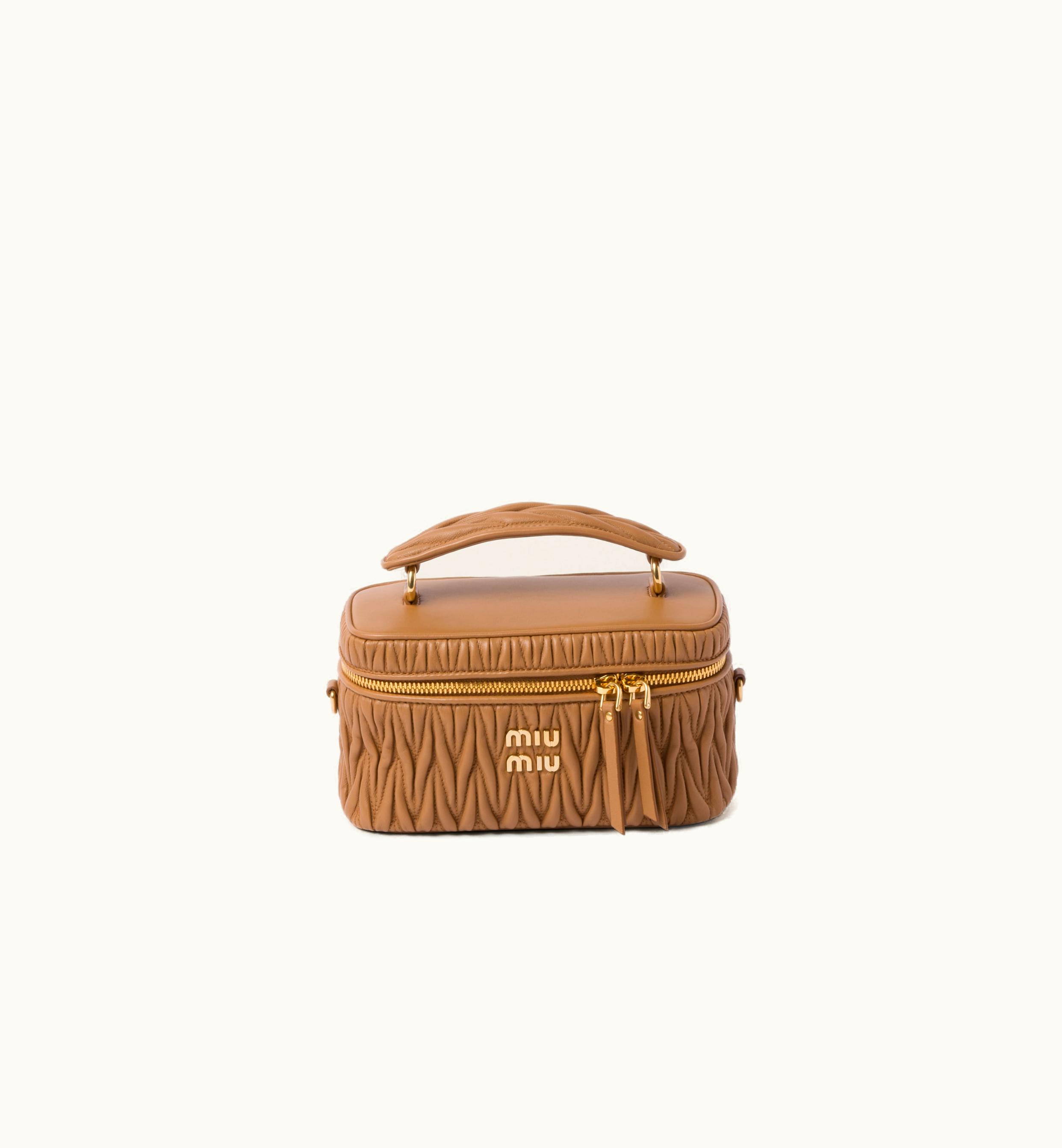 Miu Miu Miu Miu Matelassé Nappa Leather Shoulder Bag Caramel