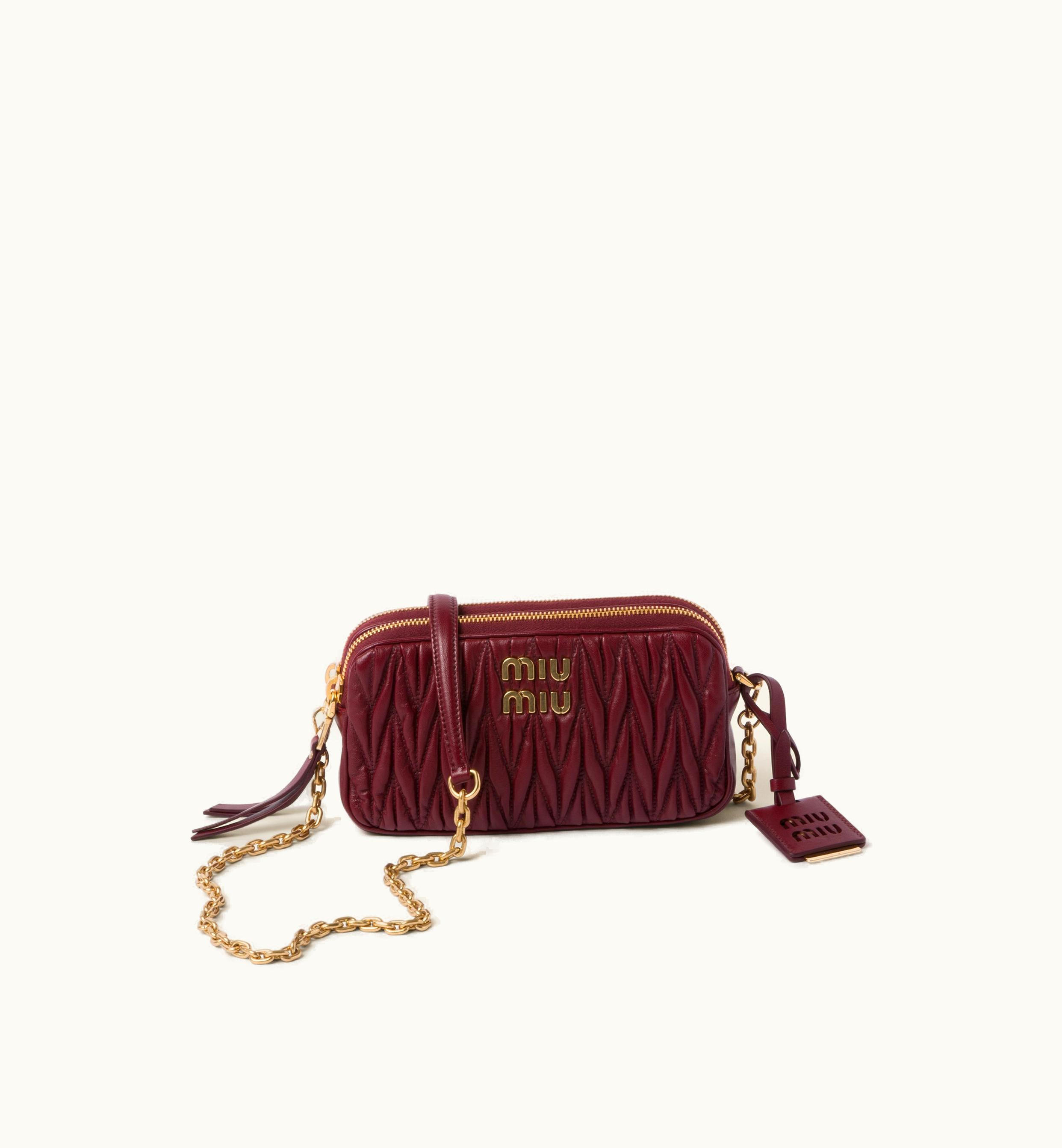 Miu Miu Miu Miu Matelassé Nappa Leather mini-bag Amaranth Red / Maize Yellow