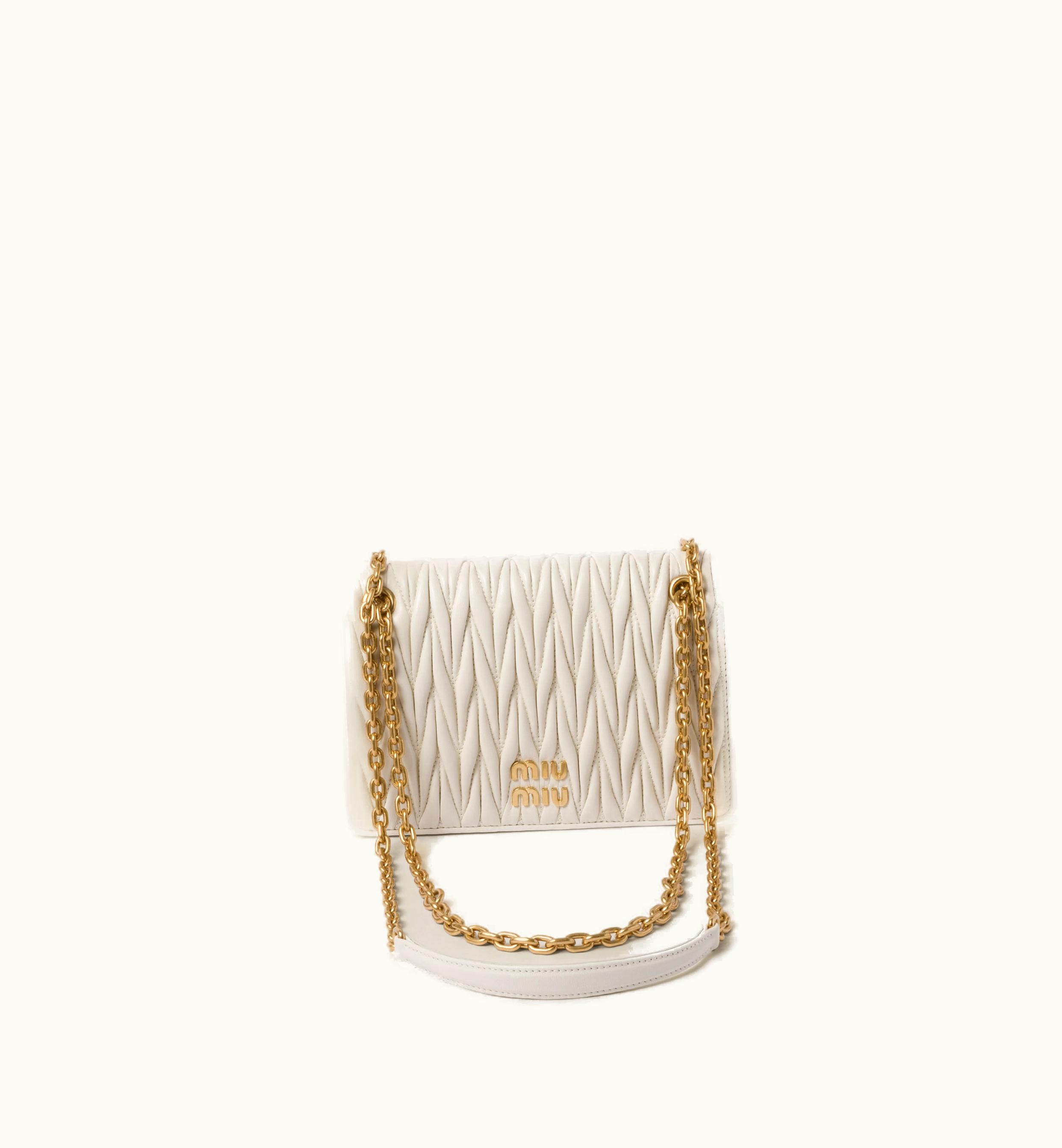 Miu Miu Miu Miu Matelassé Nappa Leather mini-bag White Iconic Gold