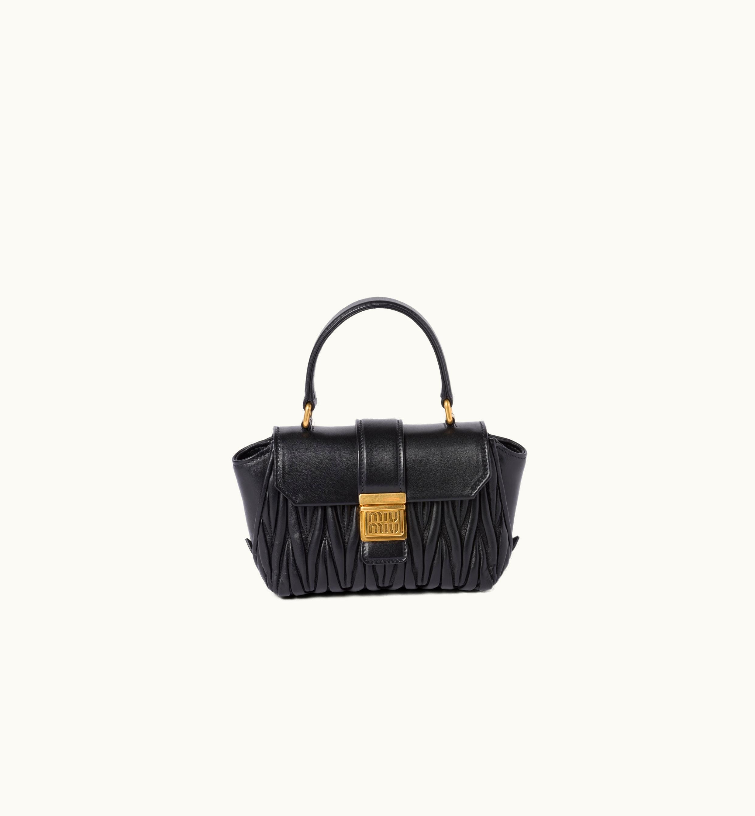 Miu Miu Miu Miu Matelassé Nappa Leather Mini-Bag Black Gold