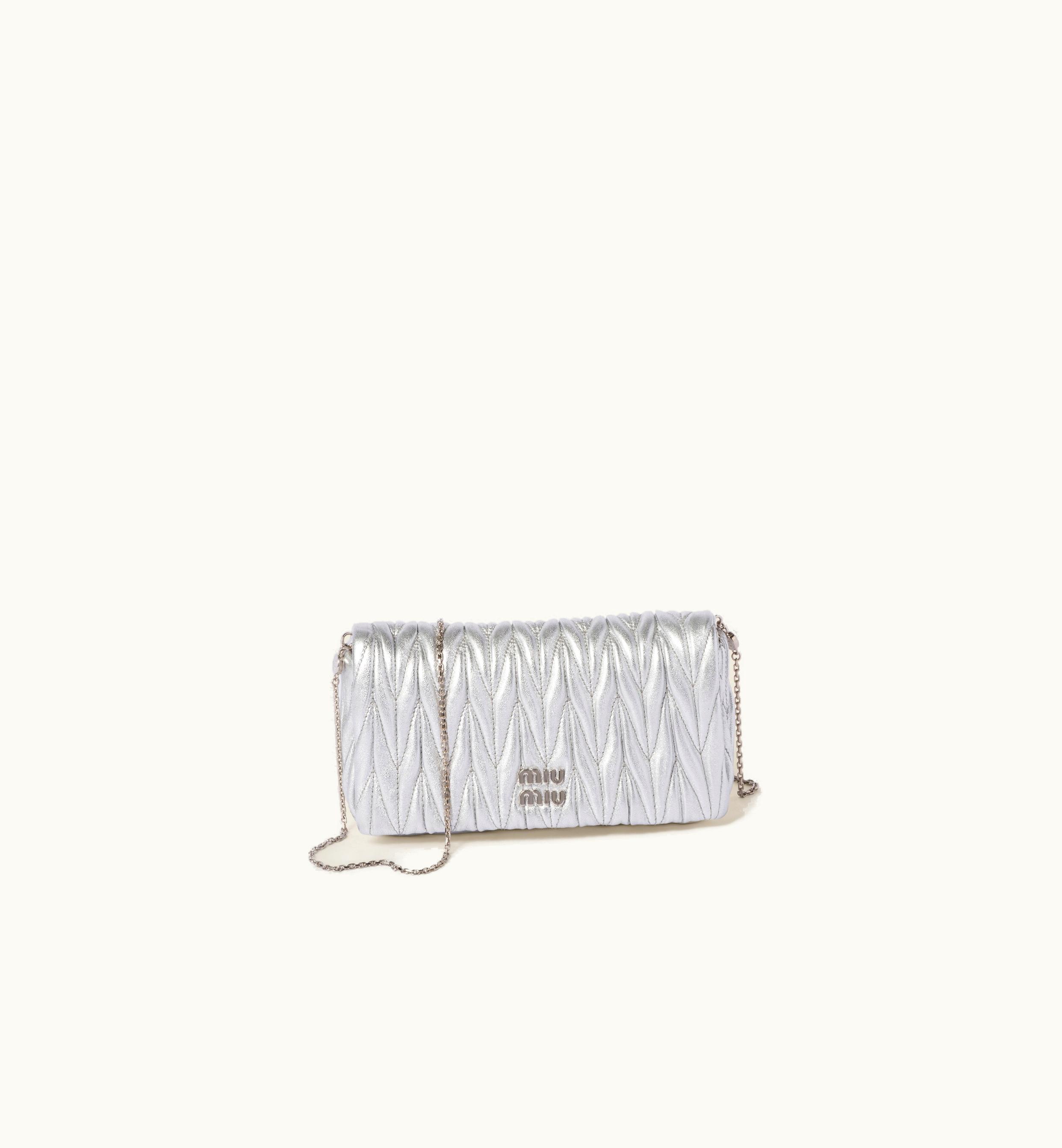 Miu Miu Miu Miu Matelassé Nappa Leather mini-bag Silver