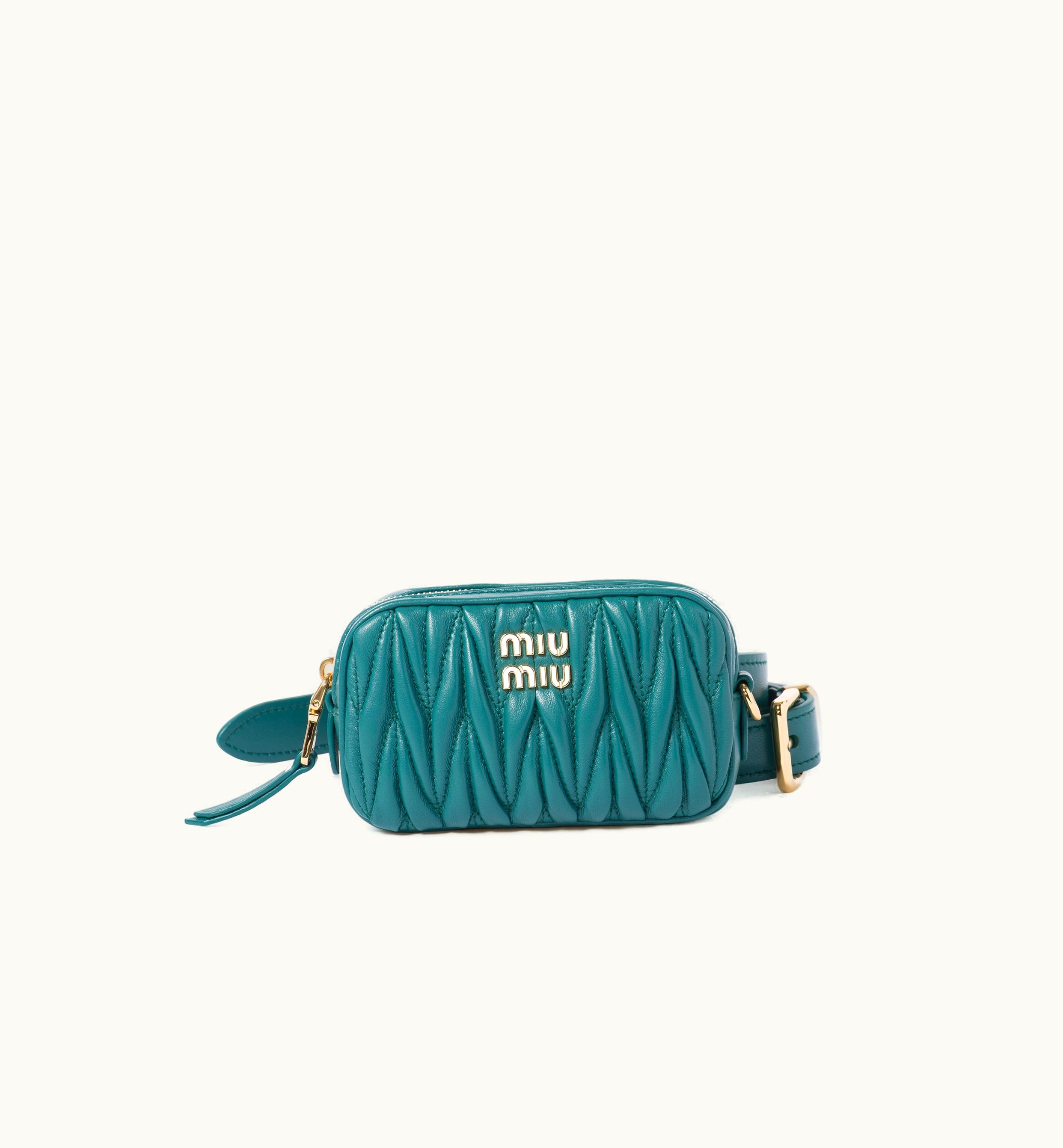 Miu Miu Miu Miu Belt With Matelassé Pouch Lagoon Blue
