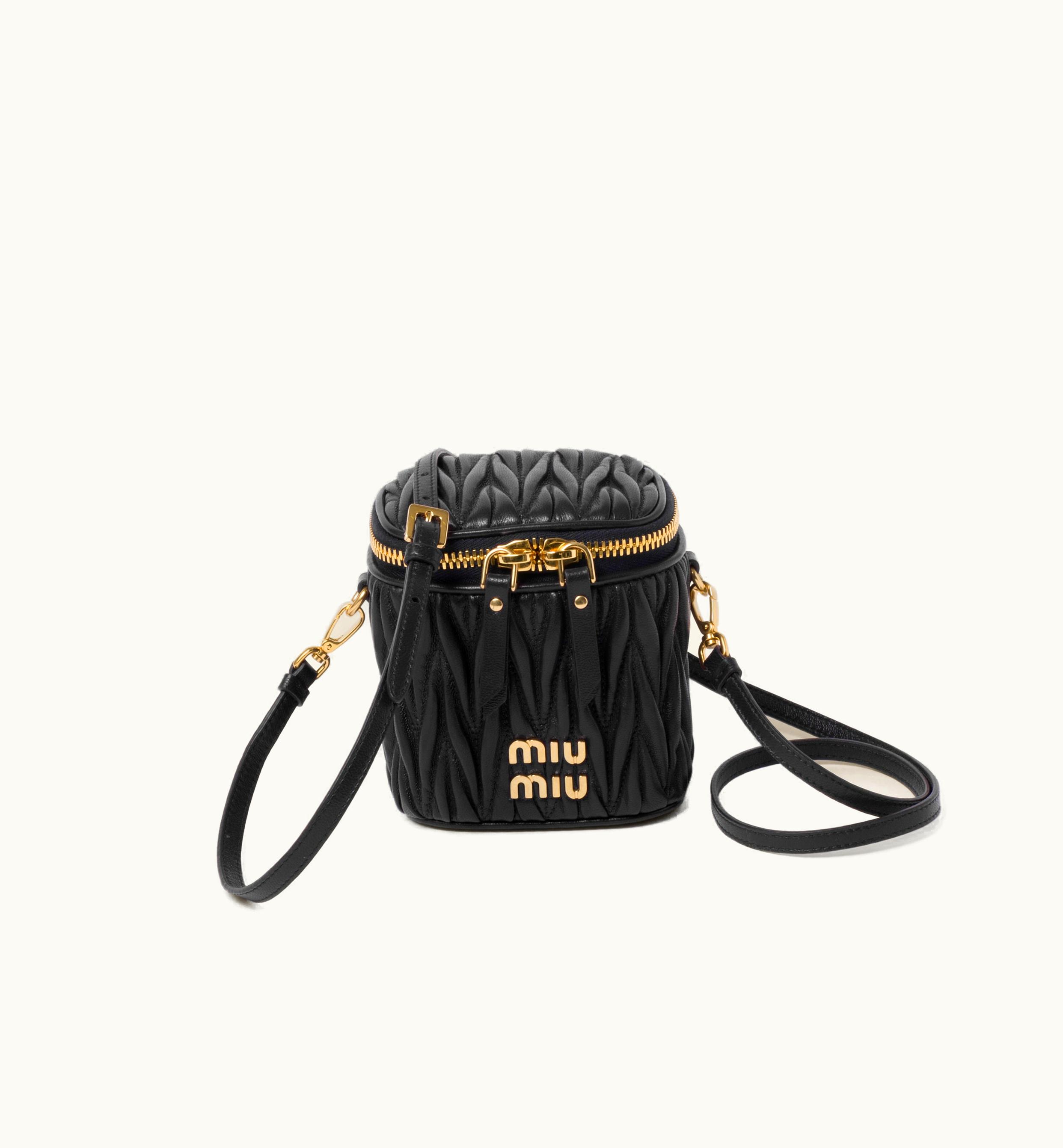 Miu Miu Miu Miu Matelassé Nappa Leather Micro Bag Black
